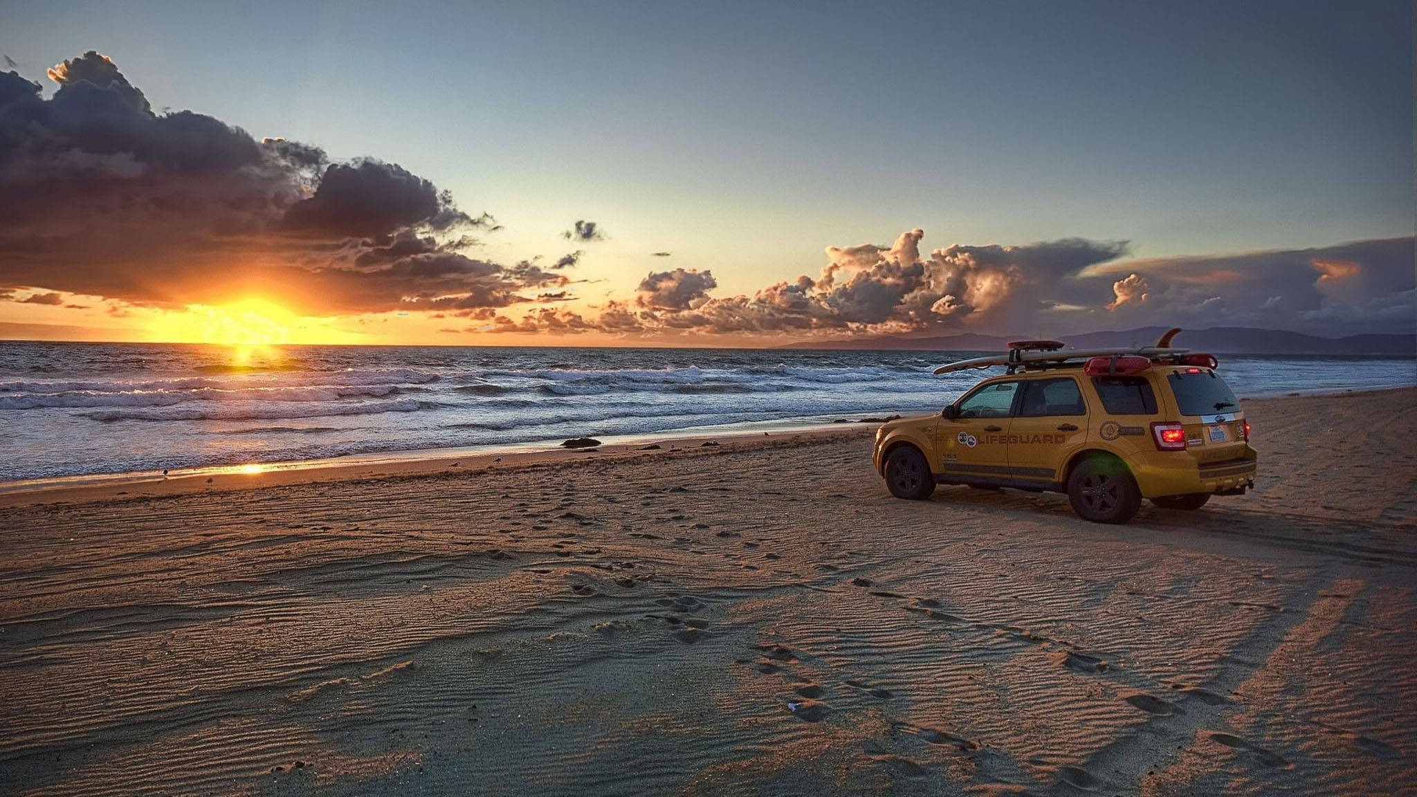 Los Angeles solnedgang ved stranden Wallpapers