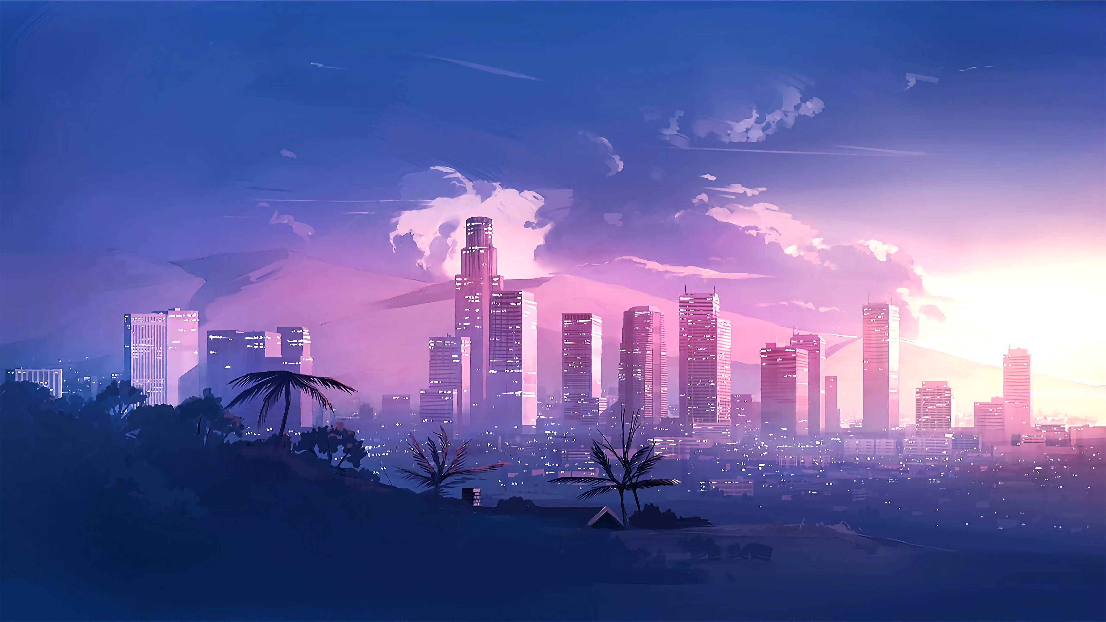 Los Angeles solnedgang digital kunst Wallpapers