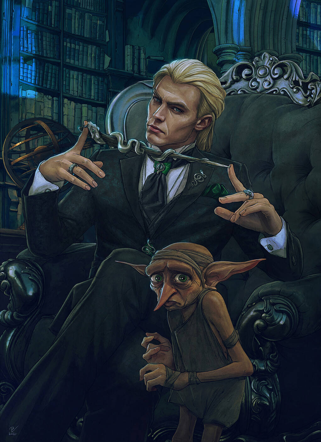 Lucius Malfoy og husalfen Dobby Wallpapers