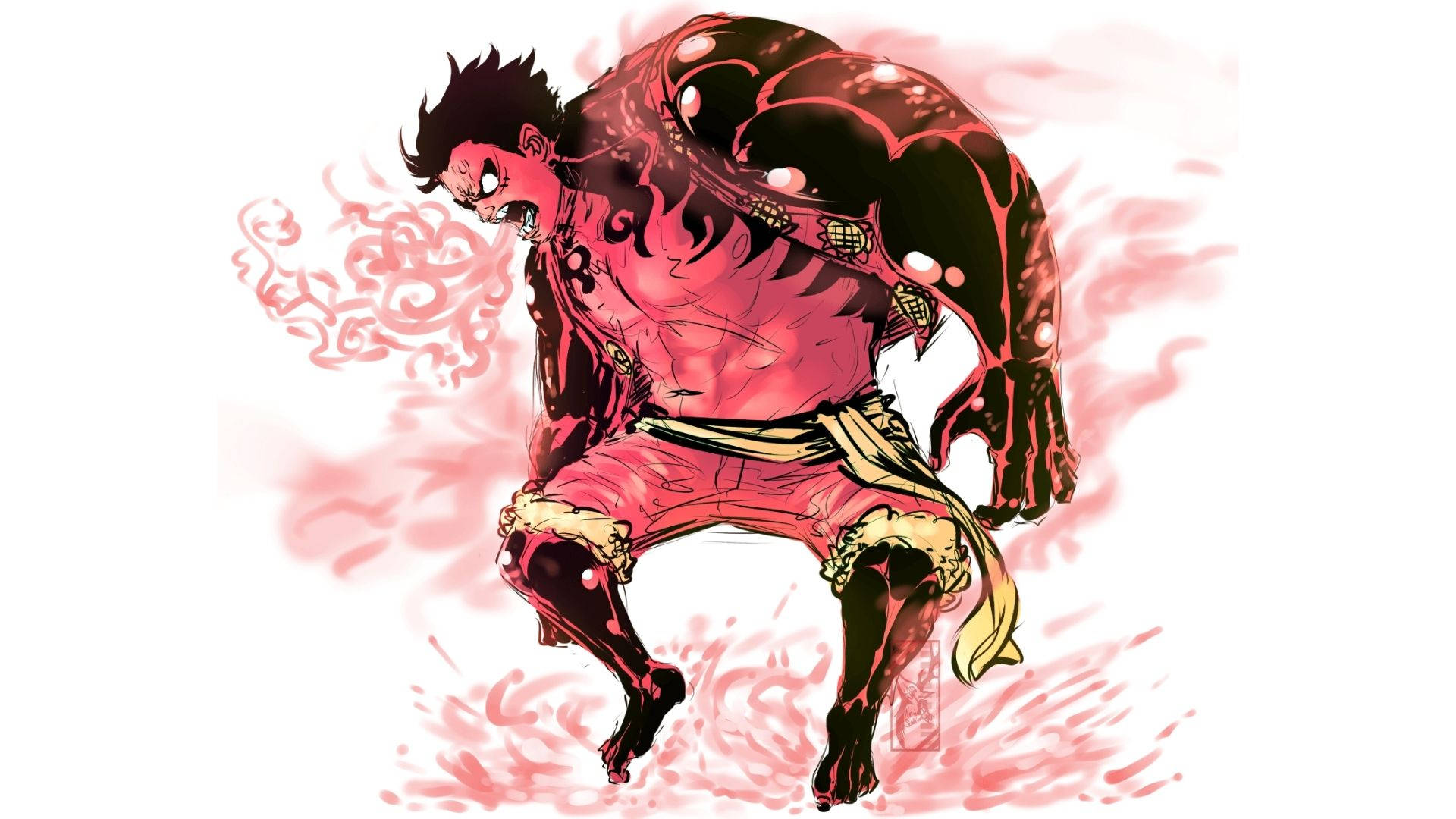 Luffy Gear 4 Rød Krop Wallpapers
