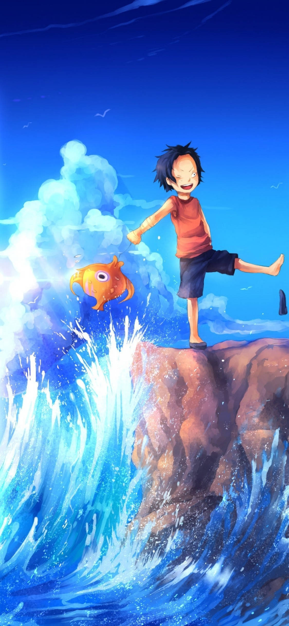 Luffy i havet One Piece iPhone Wallpapers