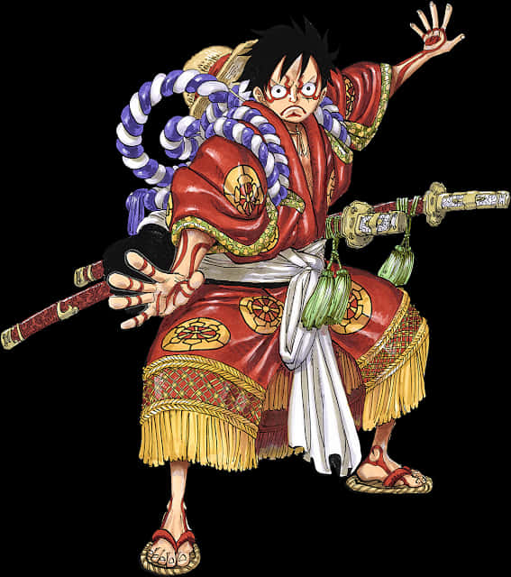 Luffy i traditionel japansk påklædning Wallpapers