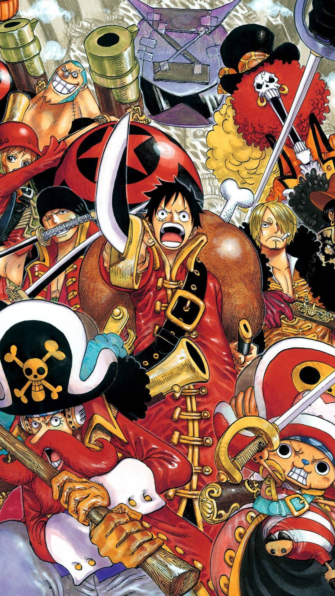 Luffy og hans Stråhat-besætning fra den populære manga- og anime-serie One Piece Wallpapers