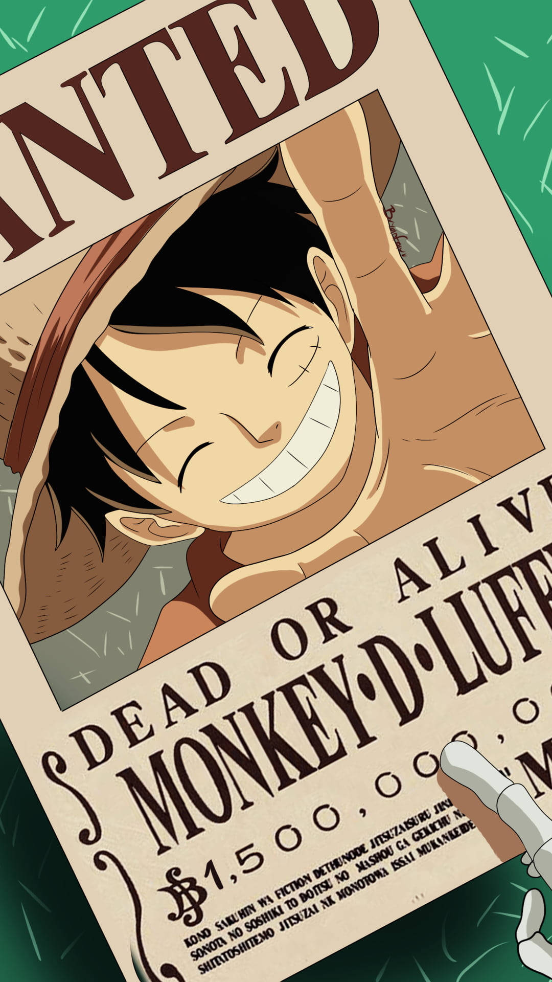 Luffy Smil Efterlyst Plakat Wallpapers