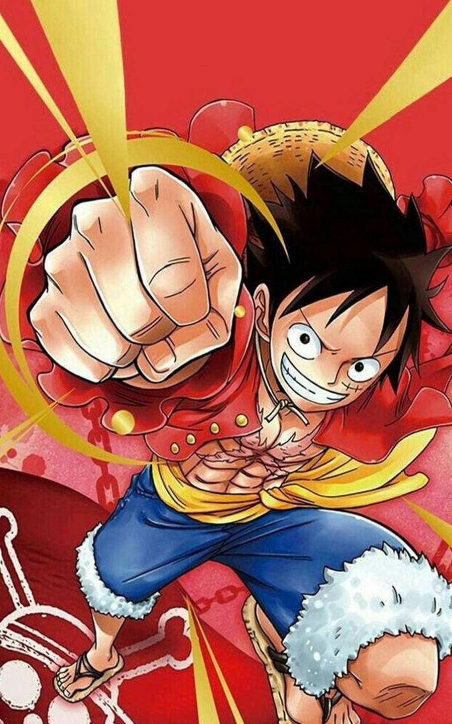 Luffy smiler og slår Wallpapers