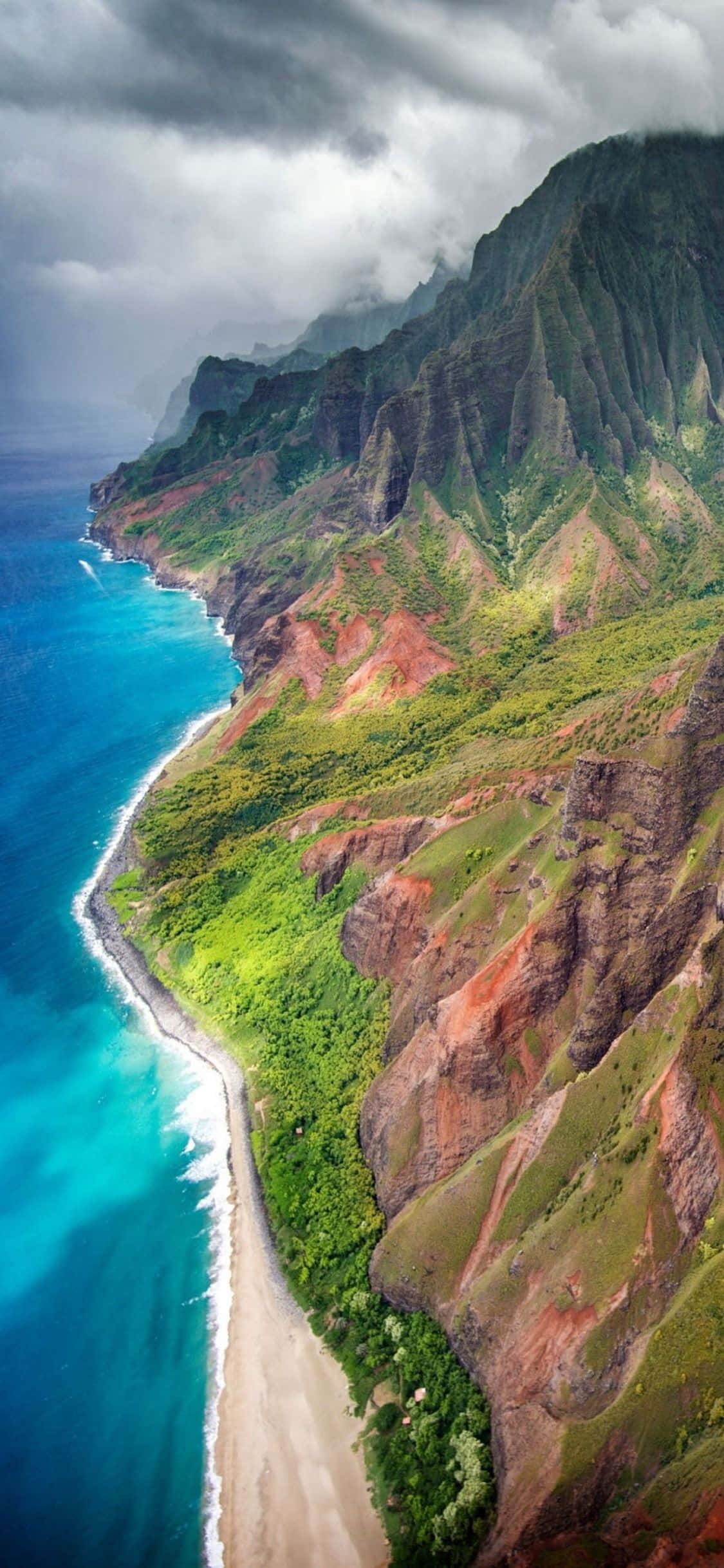 Luftfoto bjergudsigt i Hawaiiansk Baggrund Wallpapers