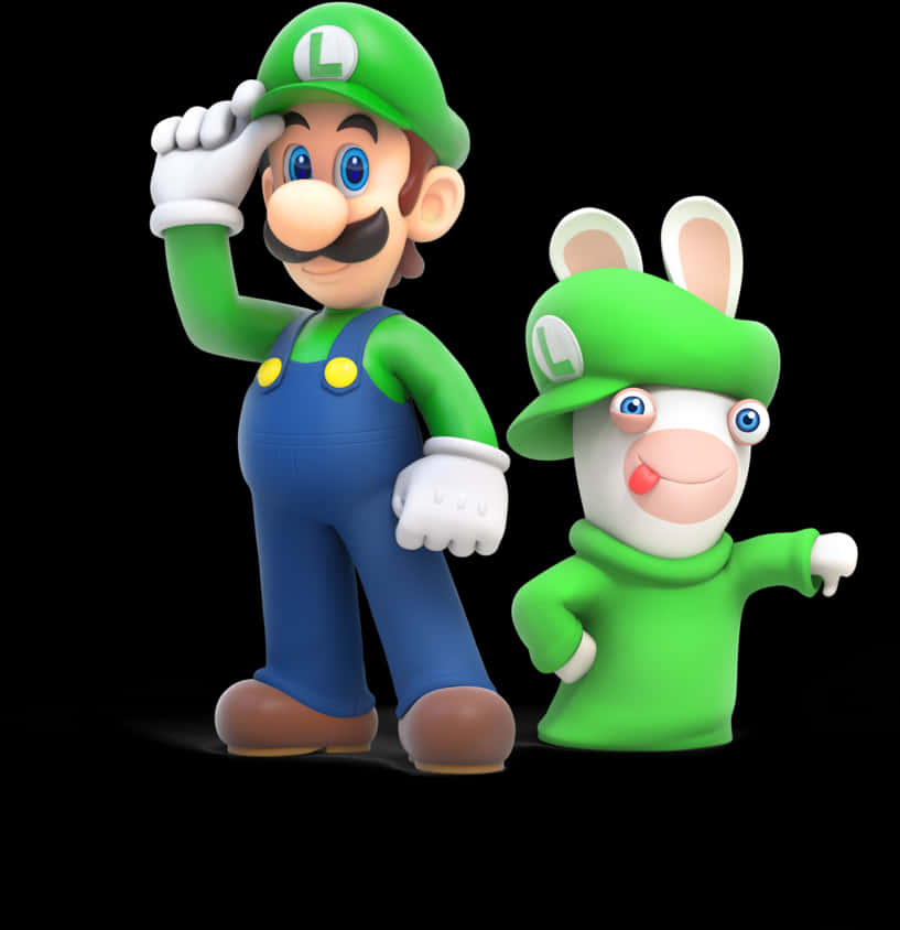 Luigi og Rabbid-ven Wallpapers