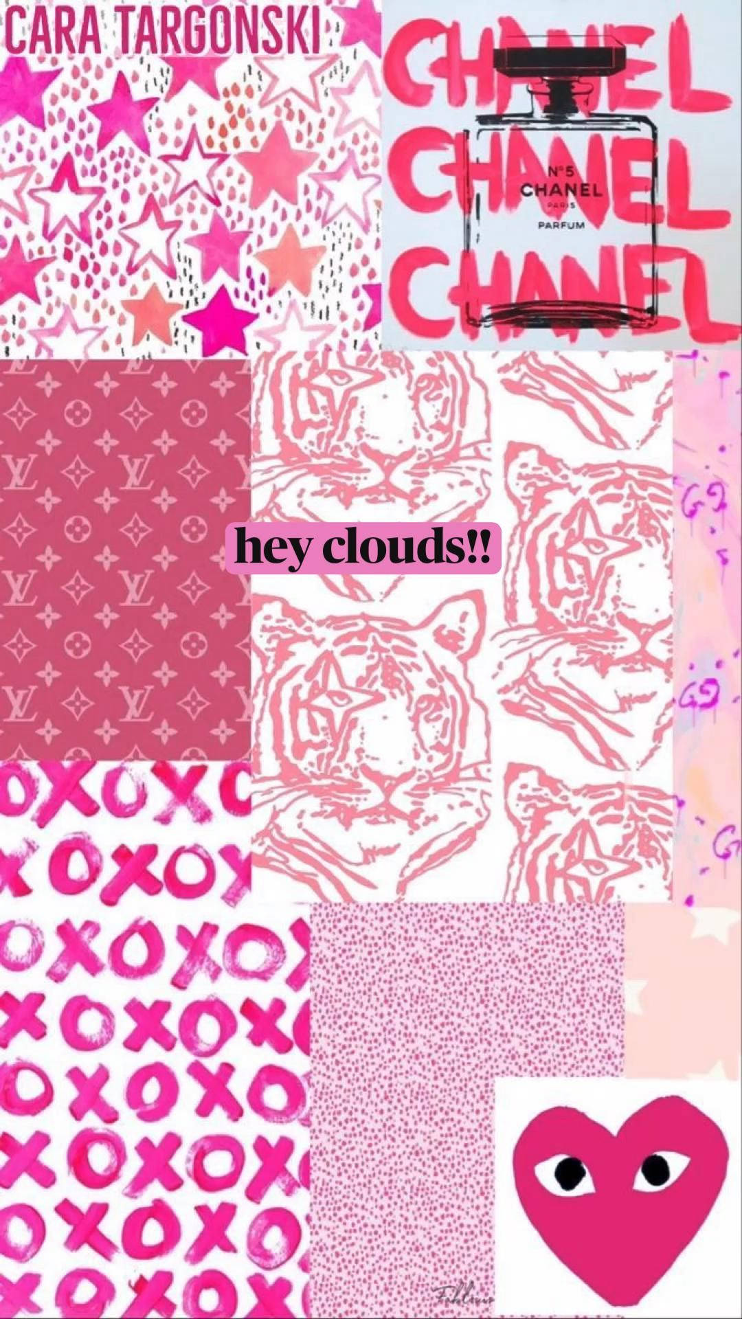Luksuriøst Pink Preppy PFP Collage med Modebrands Wallpapers