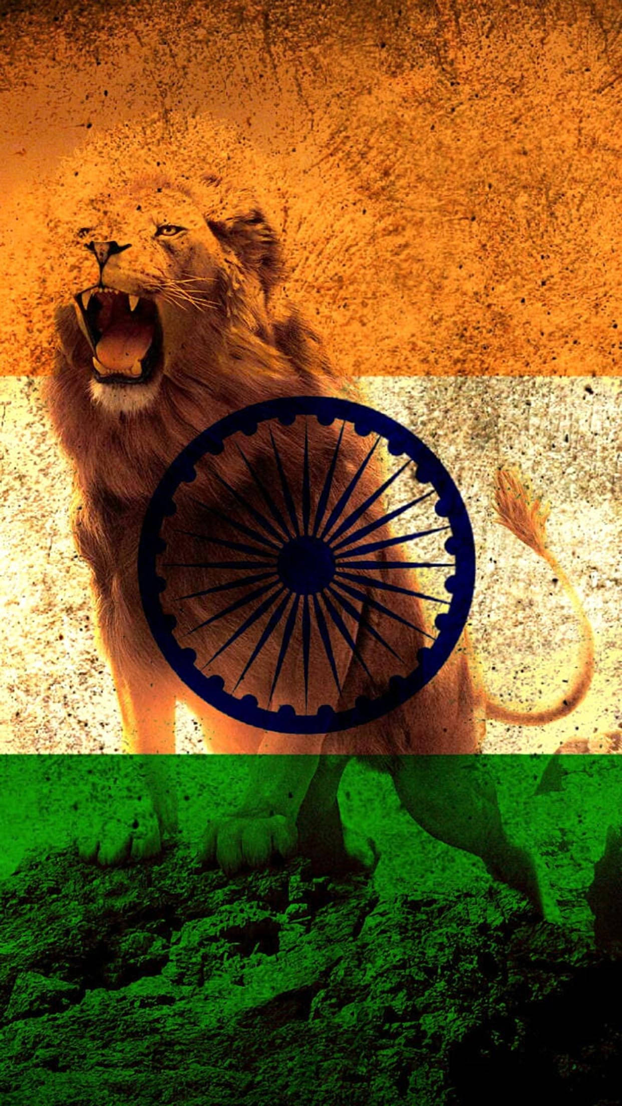 Løve og Indisk Flag Mobil Wallpapers