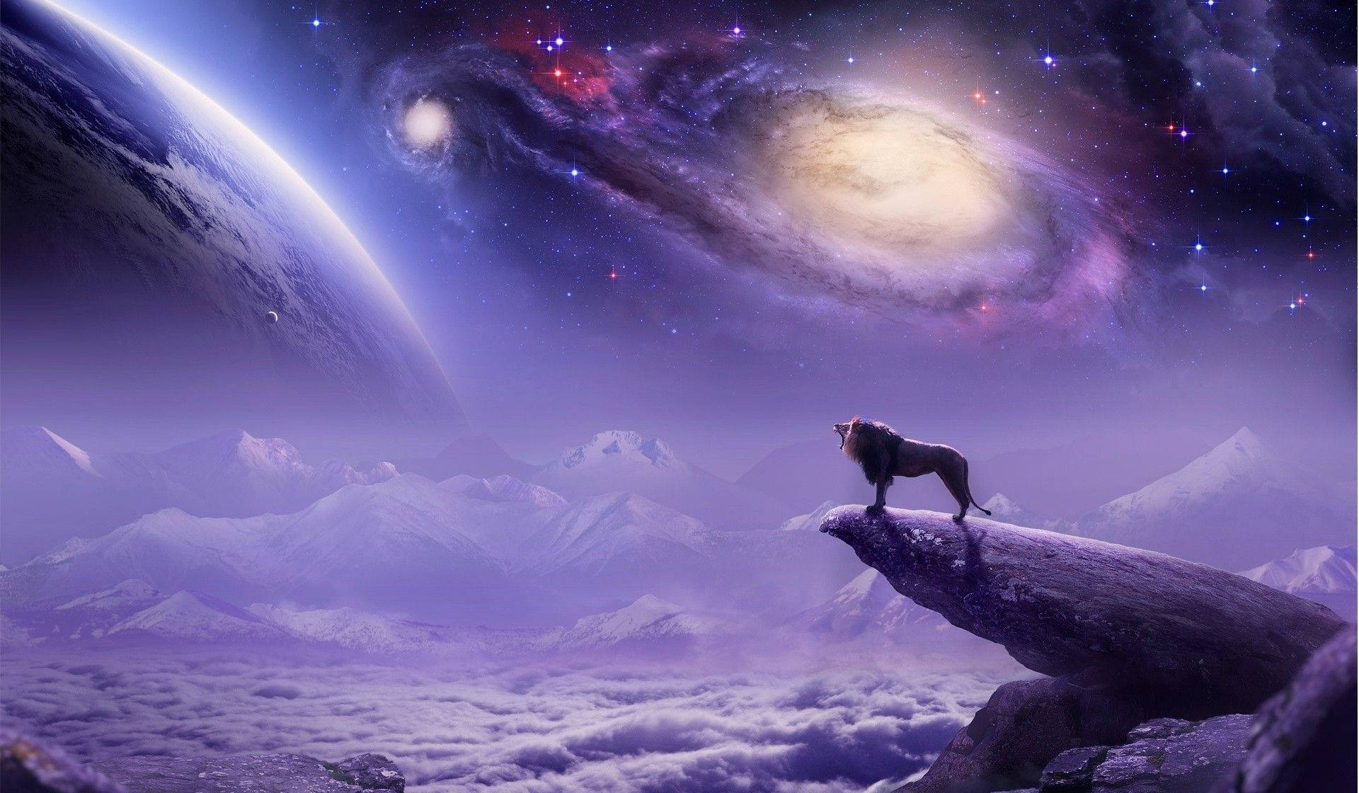 Løvegalakse Silhuet Lilla Kosmos Wallpapers