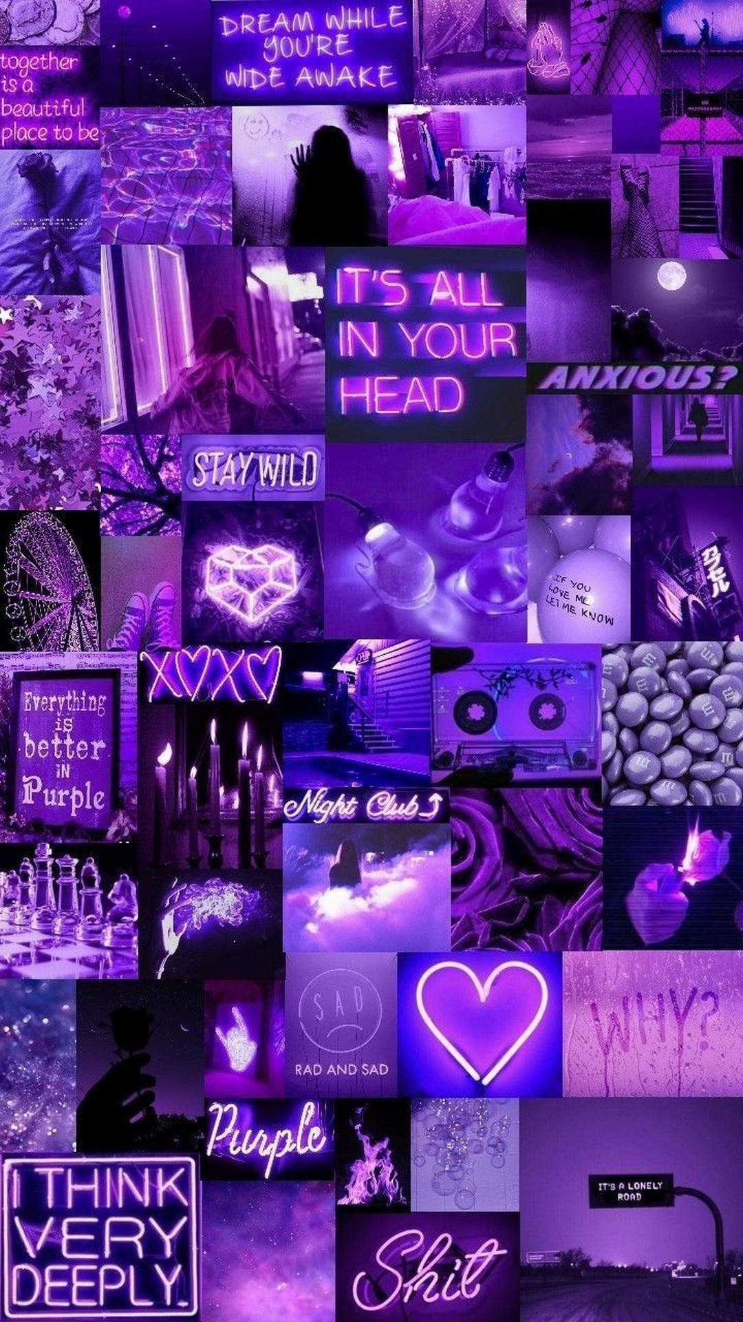 Lys Lilla Æstetisk Neon Collage Wallpapers