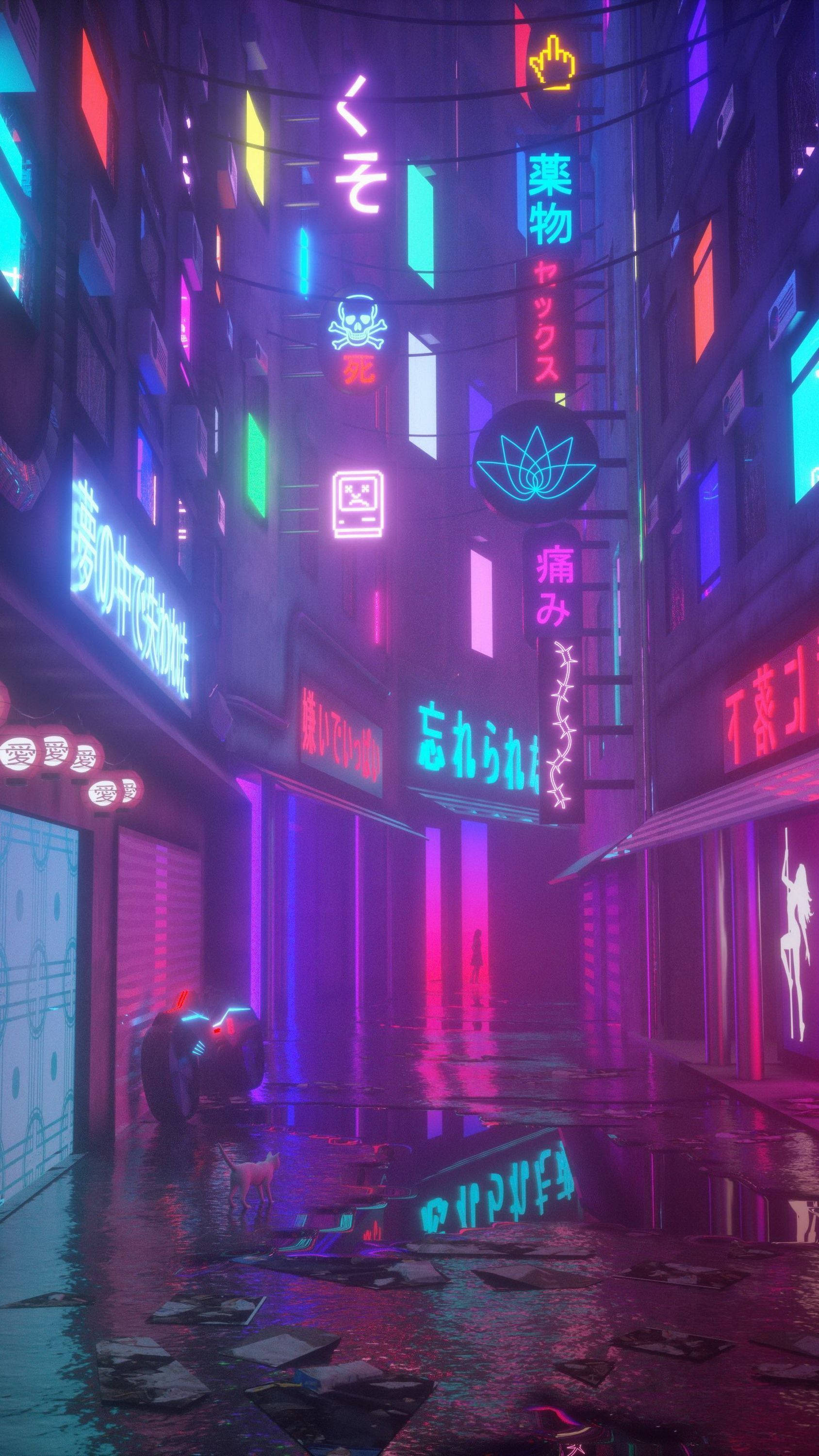 Lys lilla æstetiske neonskilte Wallpapers