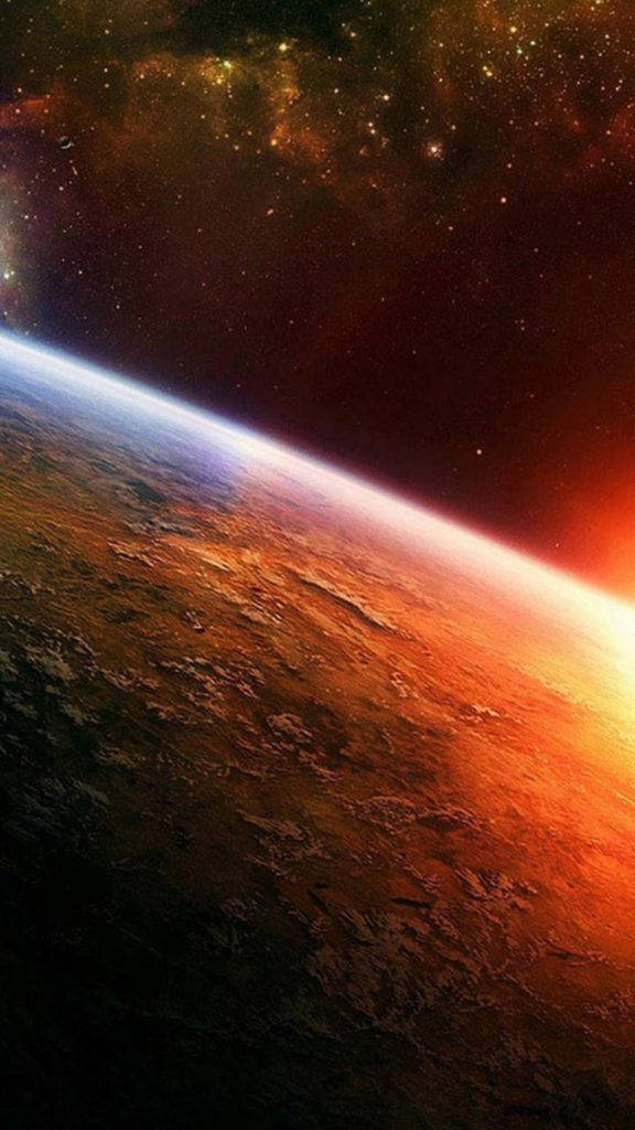 Lys orange planet i rummet iPhone Wallpapers