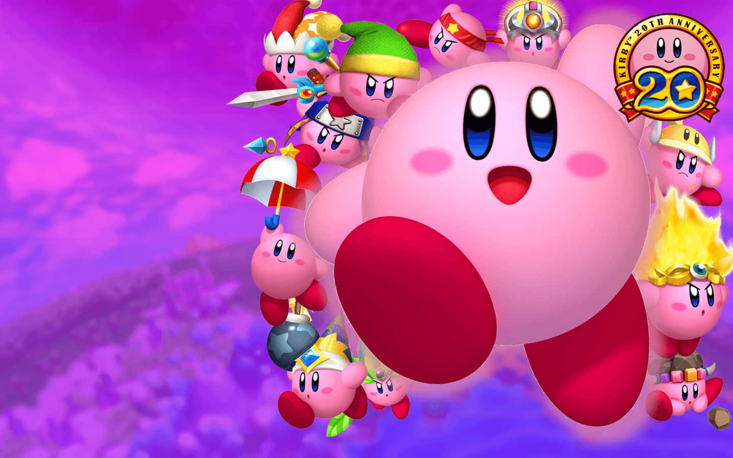 Lyse neonfarver opliver Kirby-baggrunden Wallpapers