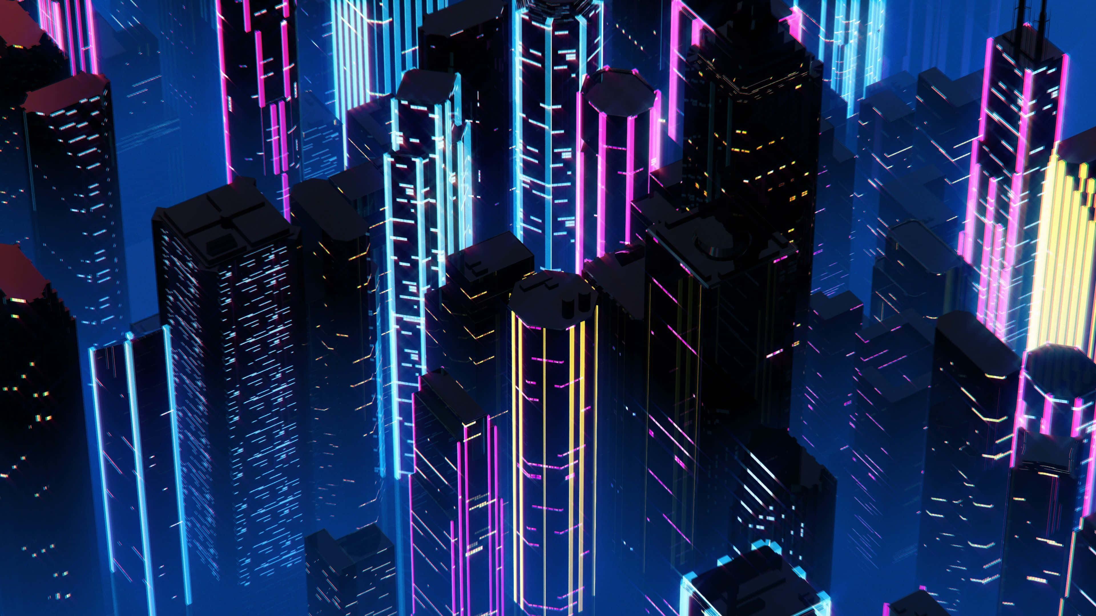 Lyse neonlys i Neon City Wallpapers