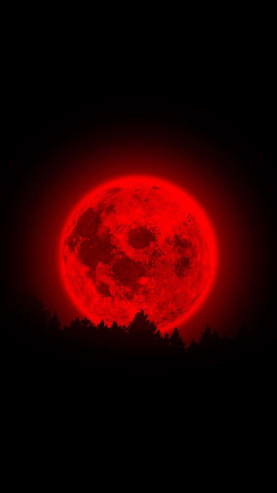 Lysende neonlys rød blodmåne Wallpapers