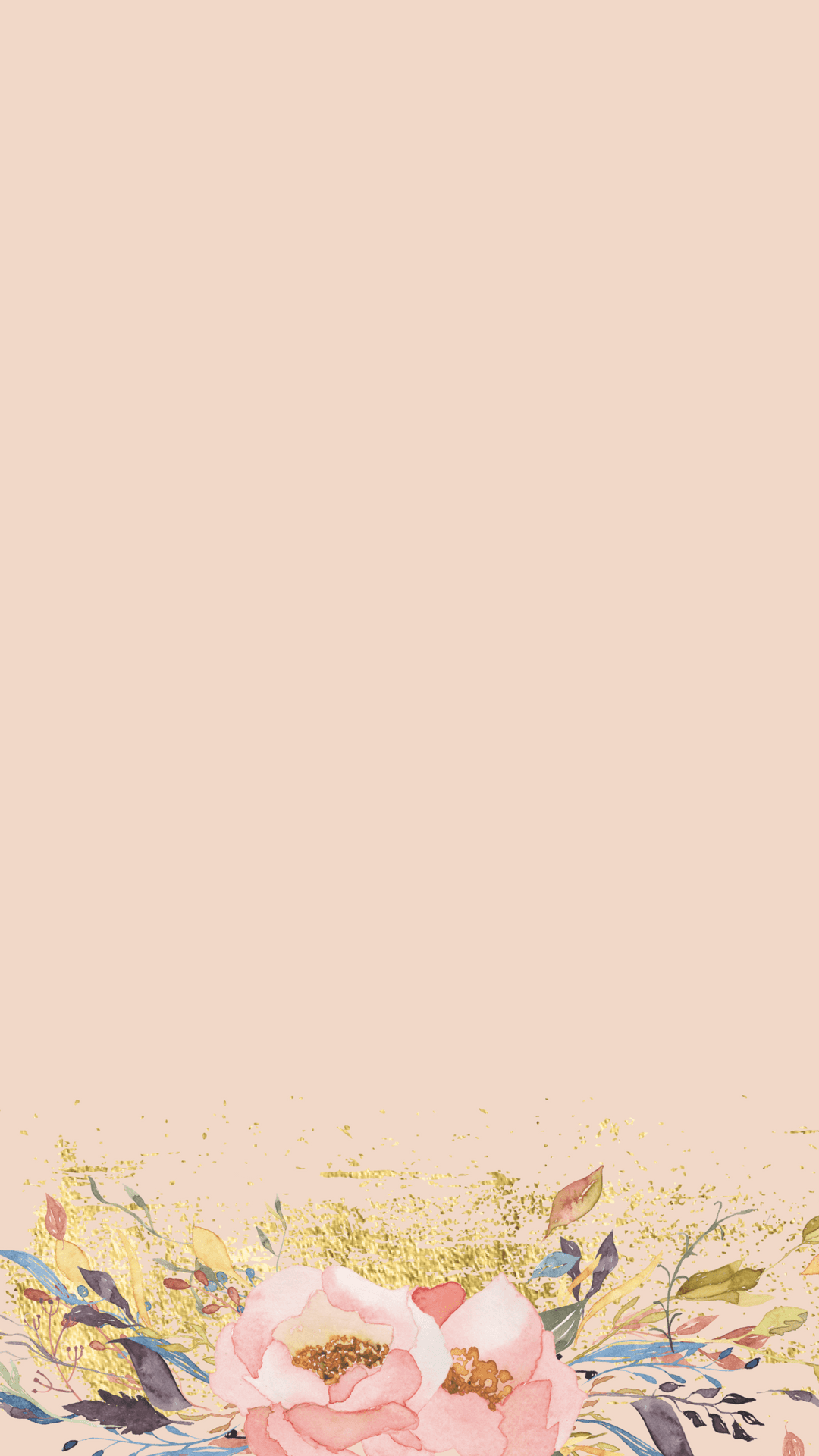 lyserød blomsterbaggrund med guldblade Wallpapers