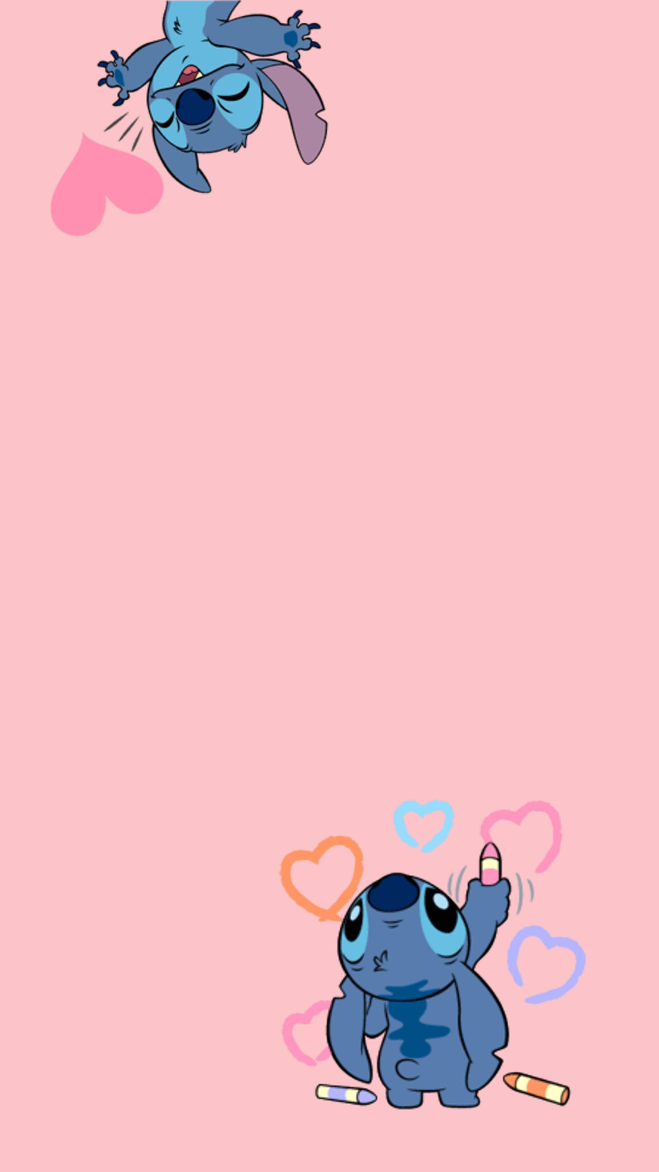 Lyserød Lilo og Stitch iPhone Hjerter Wallpapers