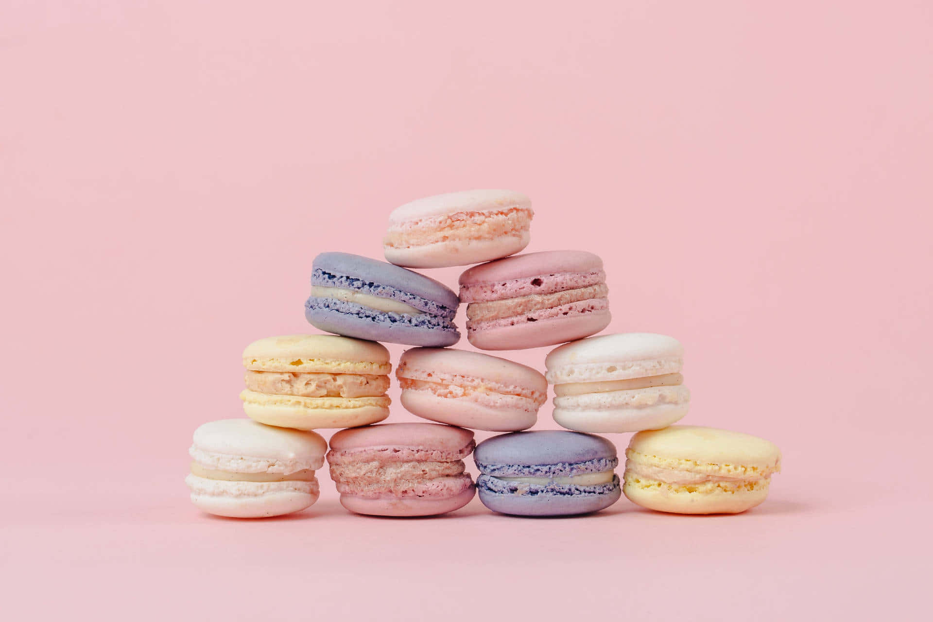 Lyserød æstetisk stak af macarons billede Wallpapers