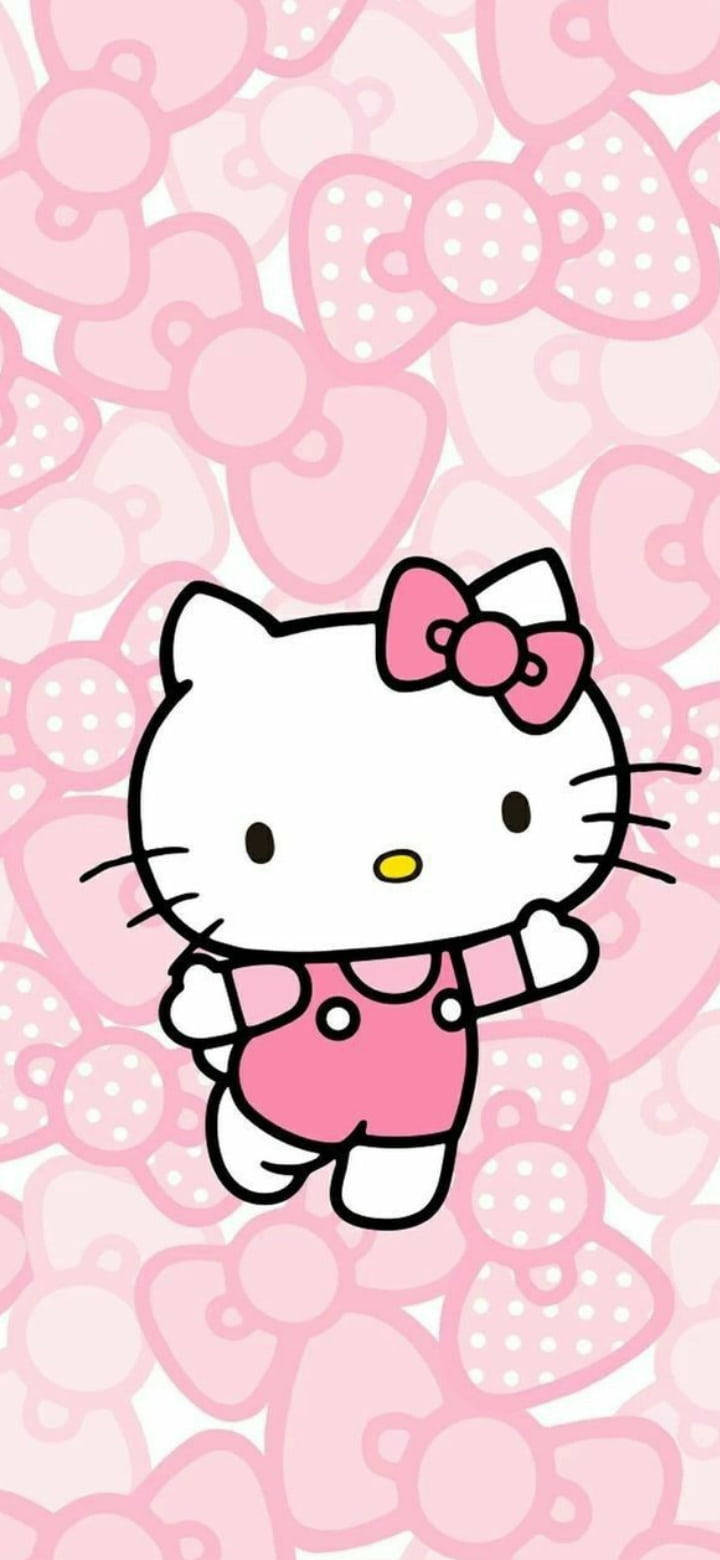 Lyserød Hello Kitty med forskellige sløjfer Wallpapers