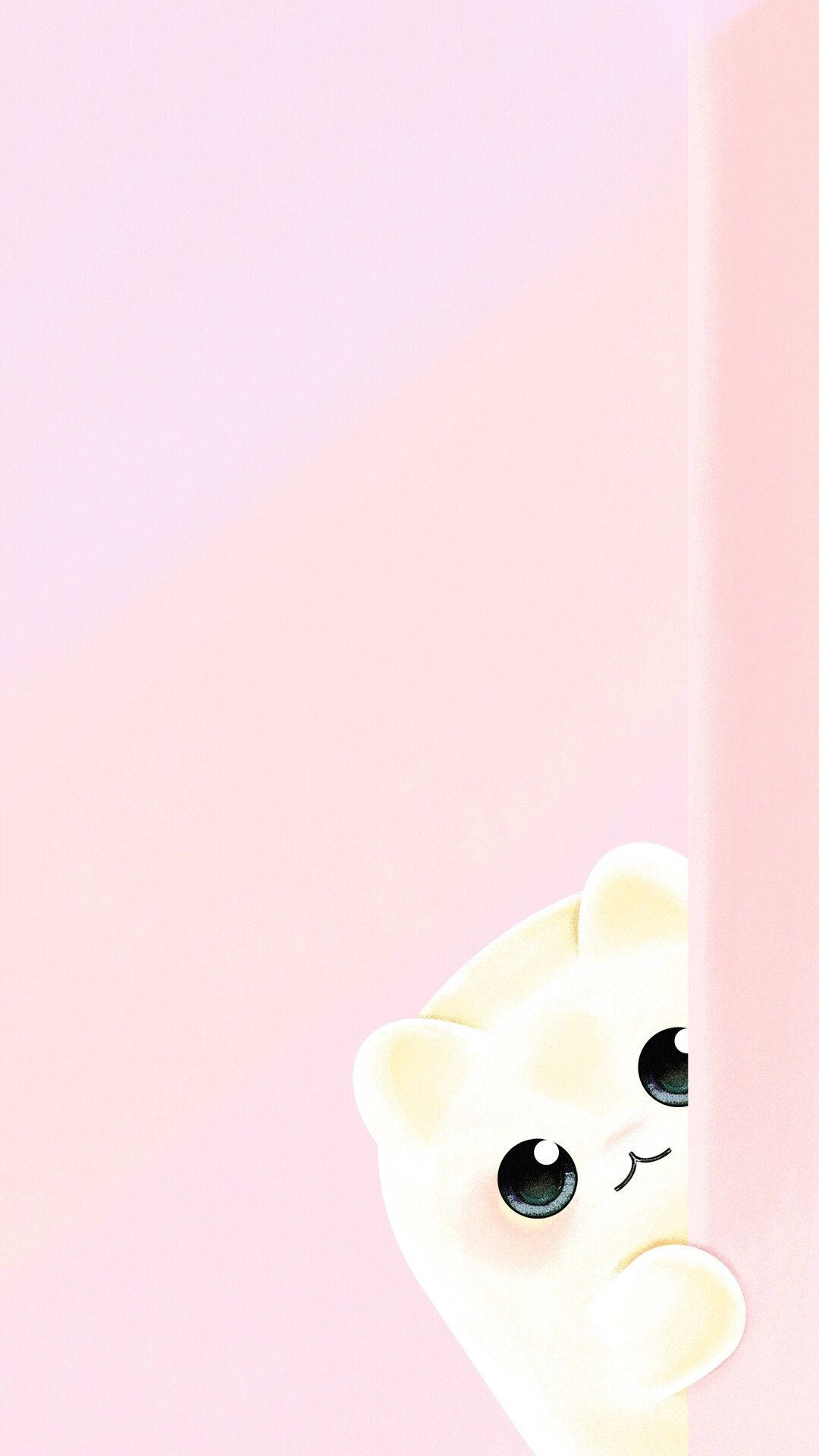 Lyserød Kawaii Kat, der kigger frem Wallpapers
