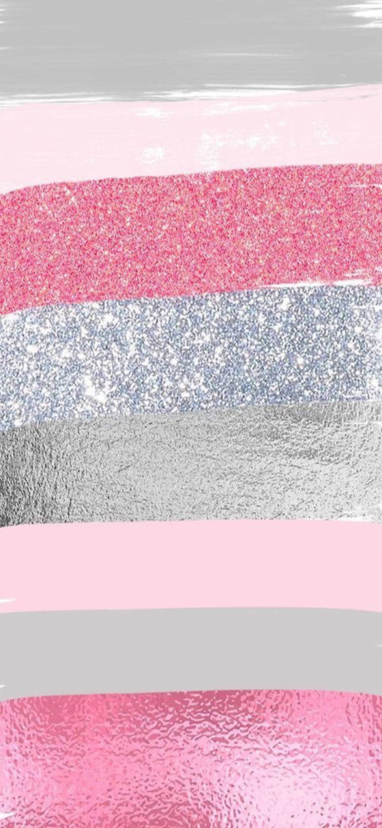 Lyserød Sølv Glitter Striber Wallpapers