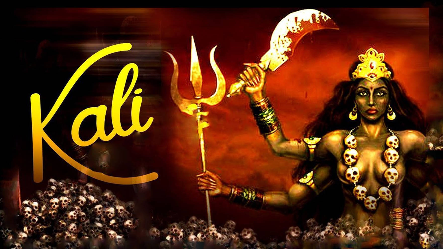Maa Kali Rød Æstetik Med Blodigt Blad Wallpapers