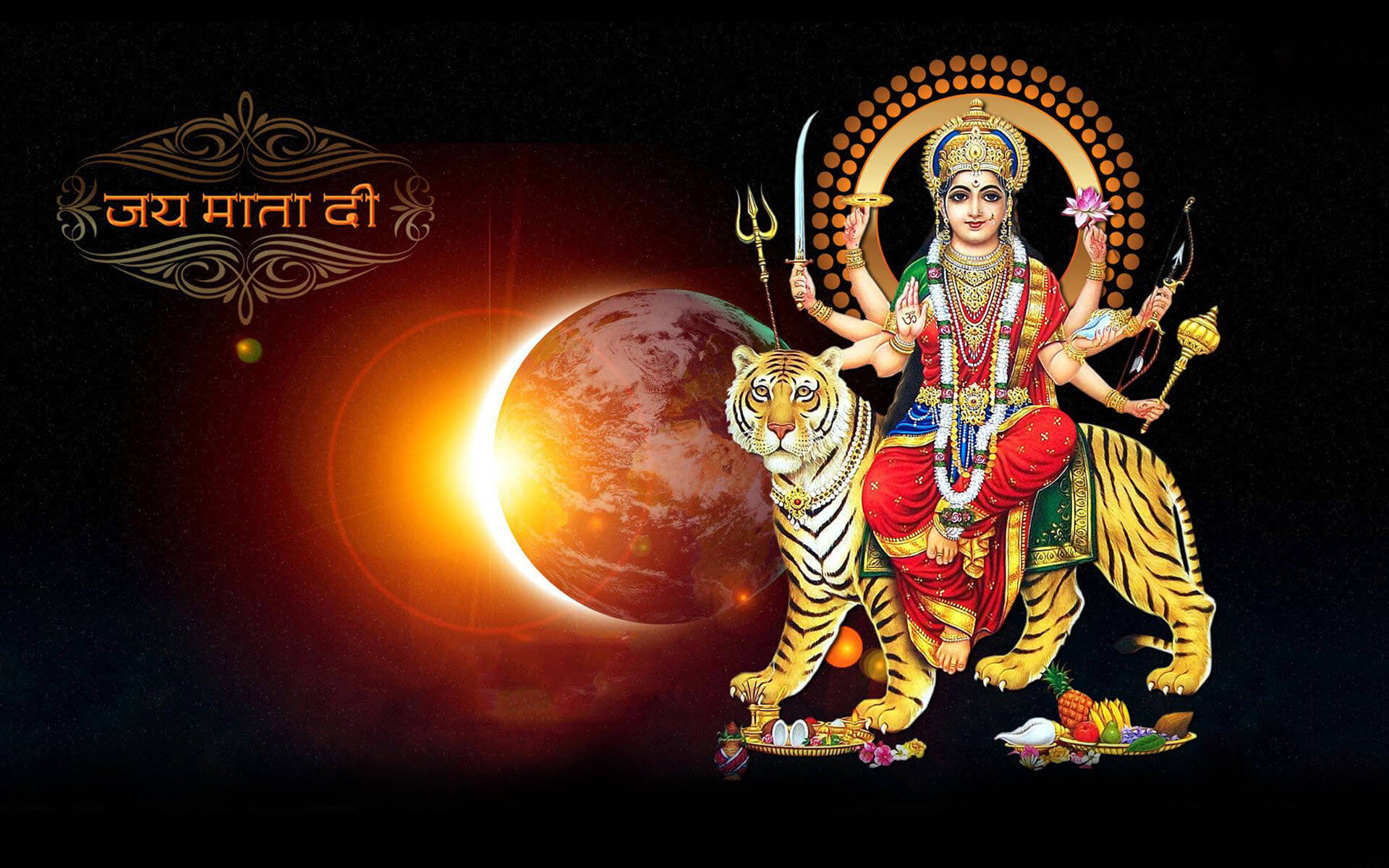 Maa Sherawali Sol og Planet Wallpapers