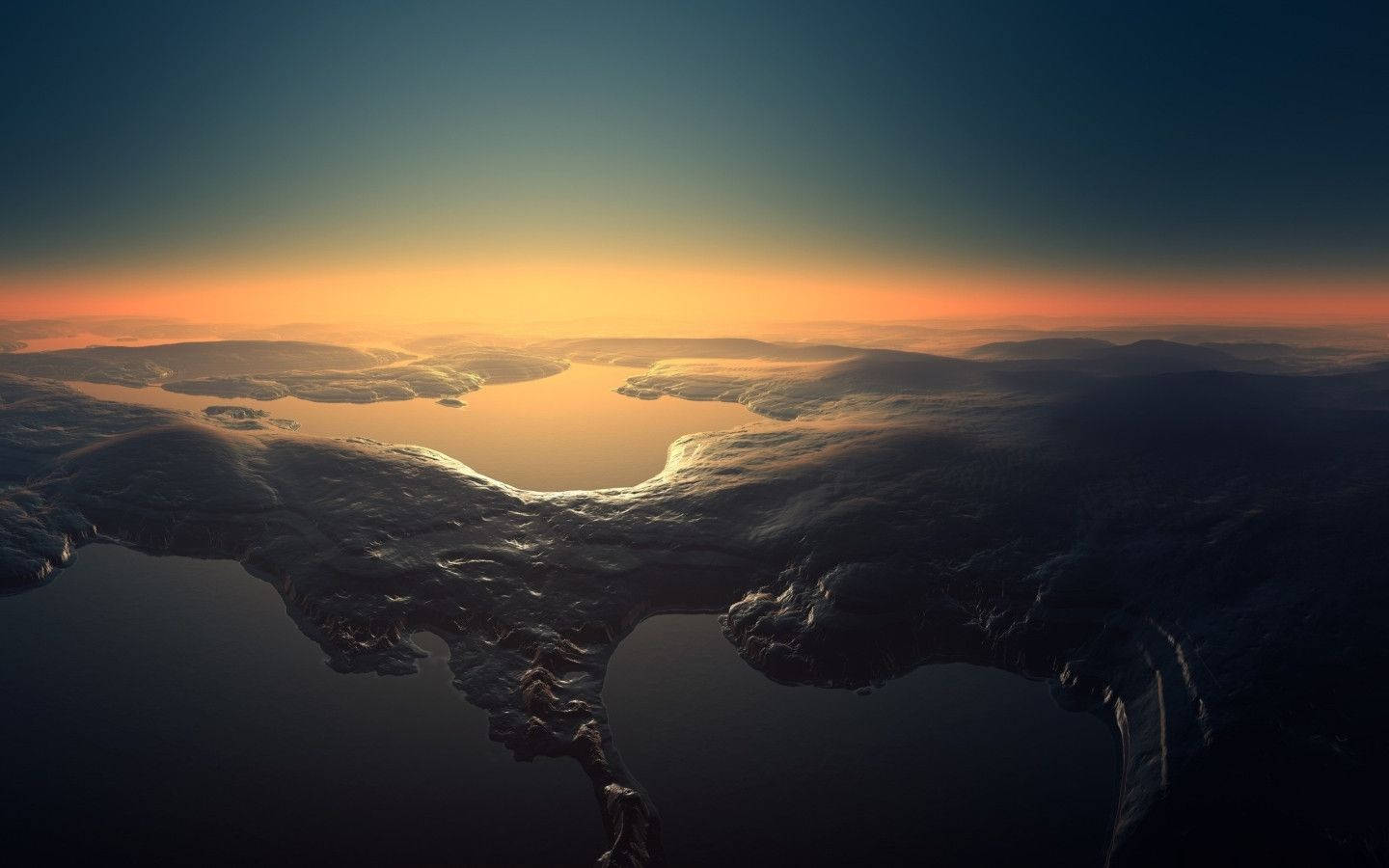 MacBook Pro Luftfoto Ved Skumring Wallpapers
