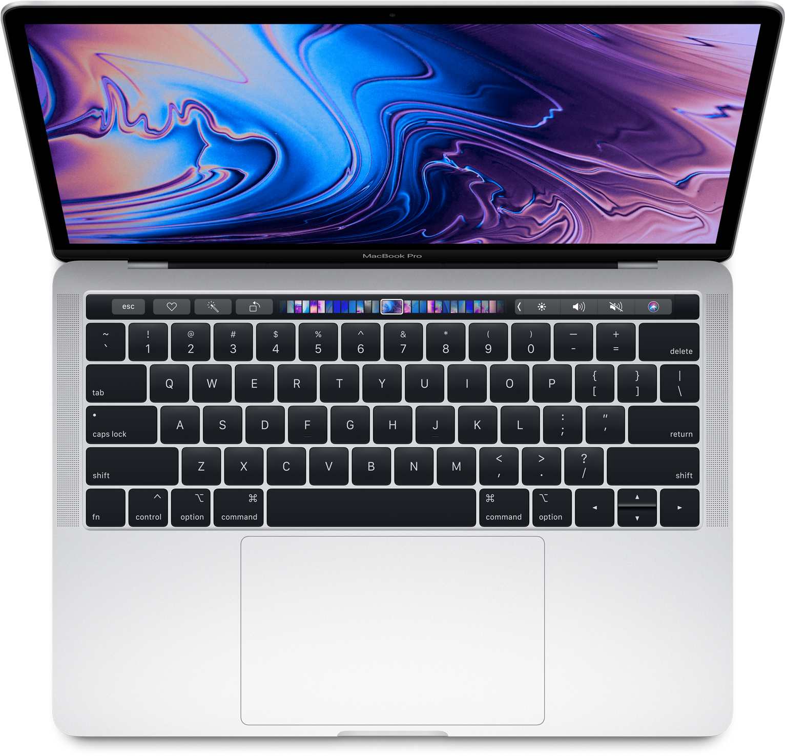 MacBook Pro set oppefra og åben Wallpapers