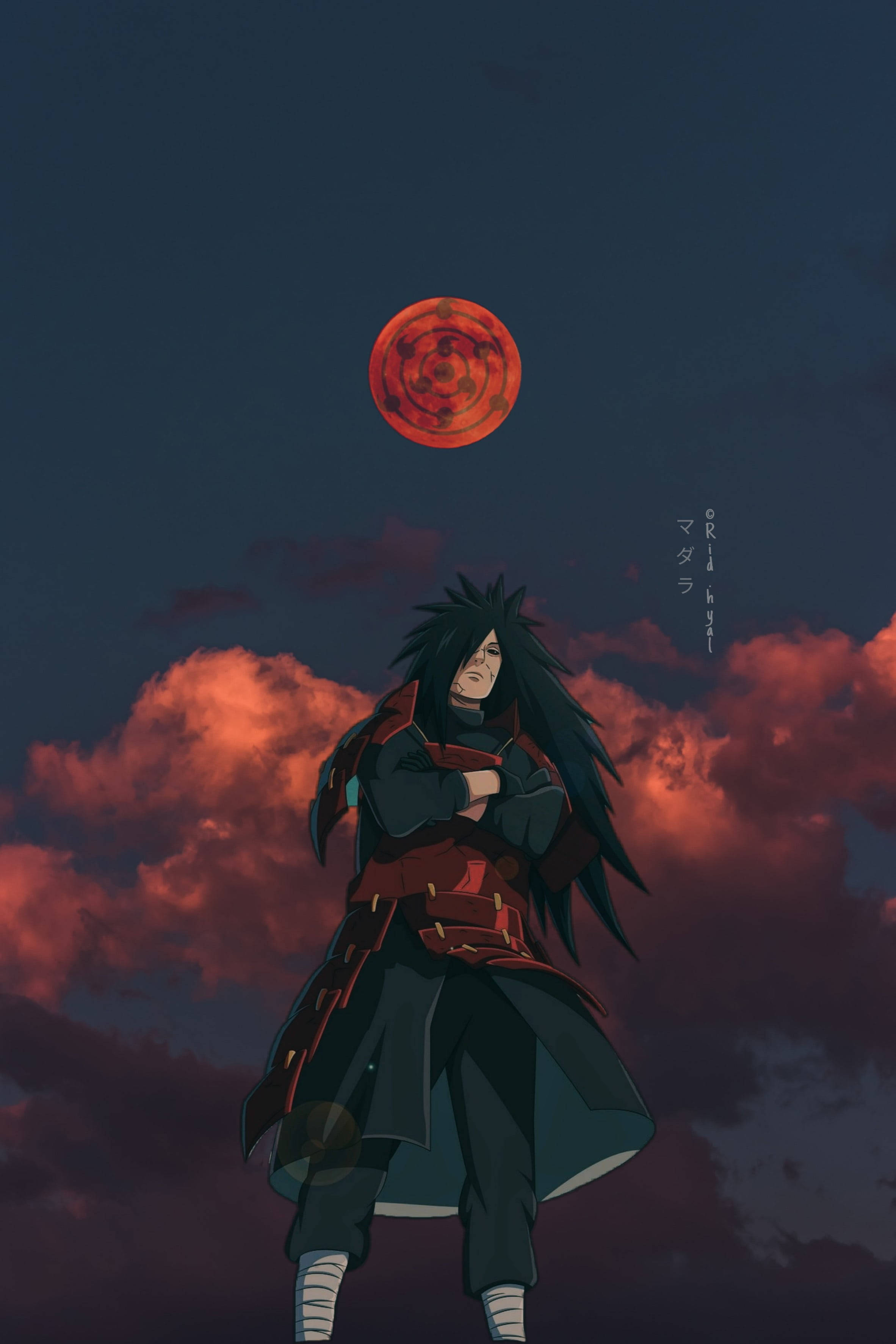 Madara Uchiha Rød Måne Naruto Mobil 4K Wallpapers