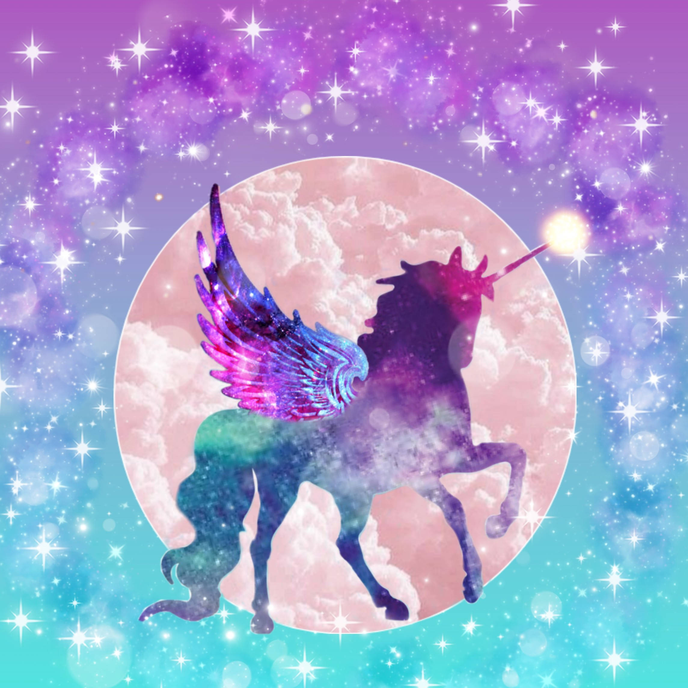 Magisk galakse enhjørning silhuet kunst Wallpapers