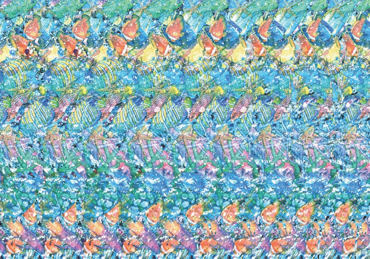 Magisk Øje 3D Flerfarvet Fisk Stereogram Billede Wallpapers