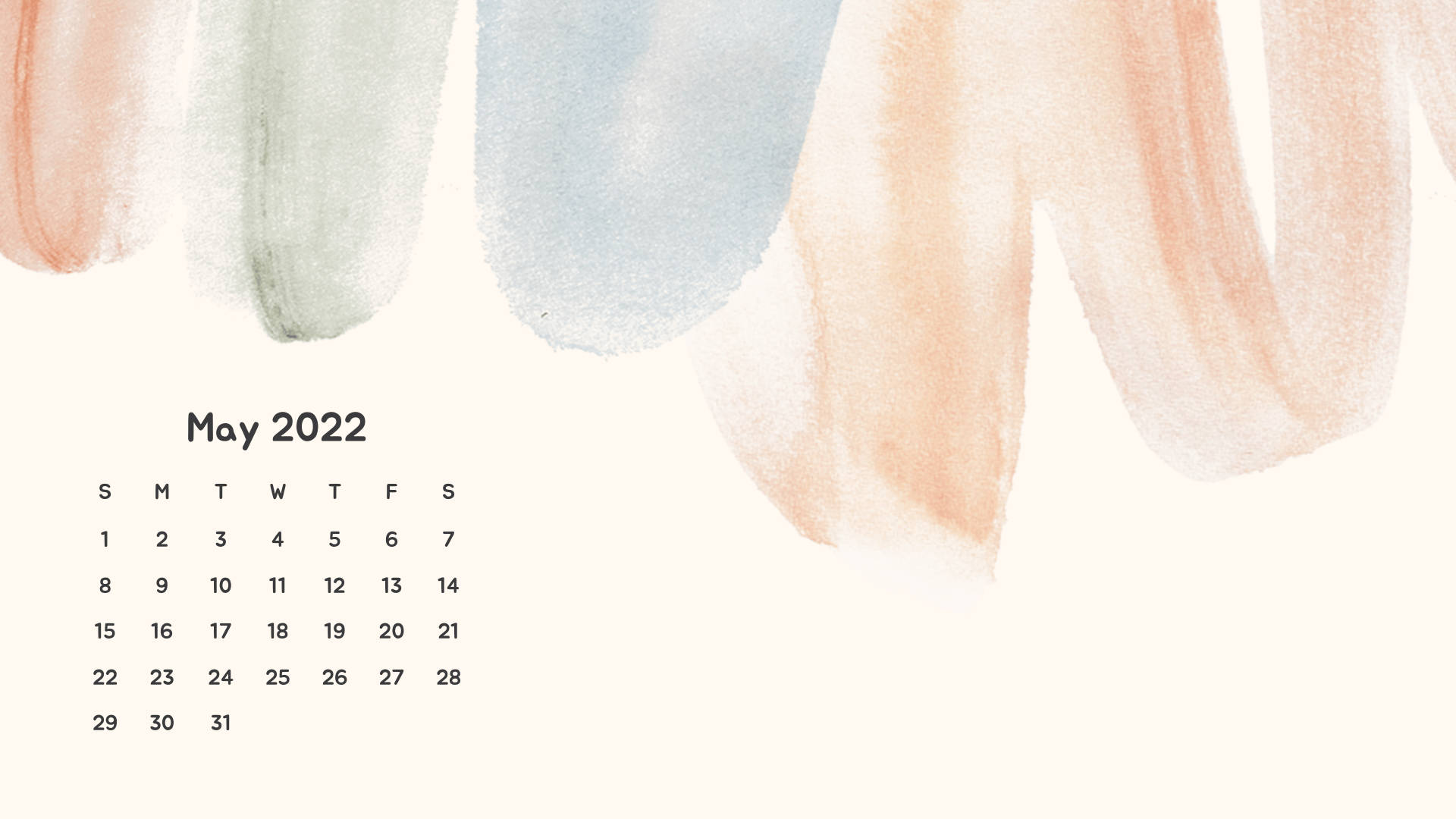 Maj 2022 Kalender Farverige Pastelstrøg Wallpapers