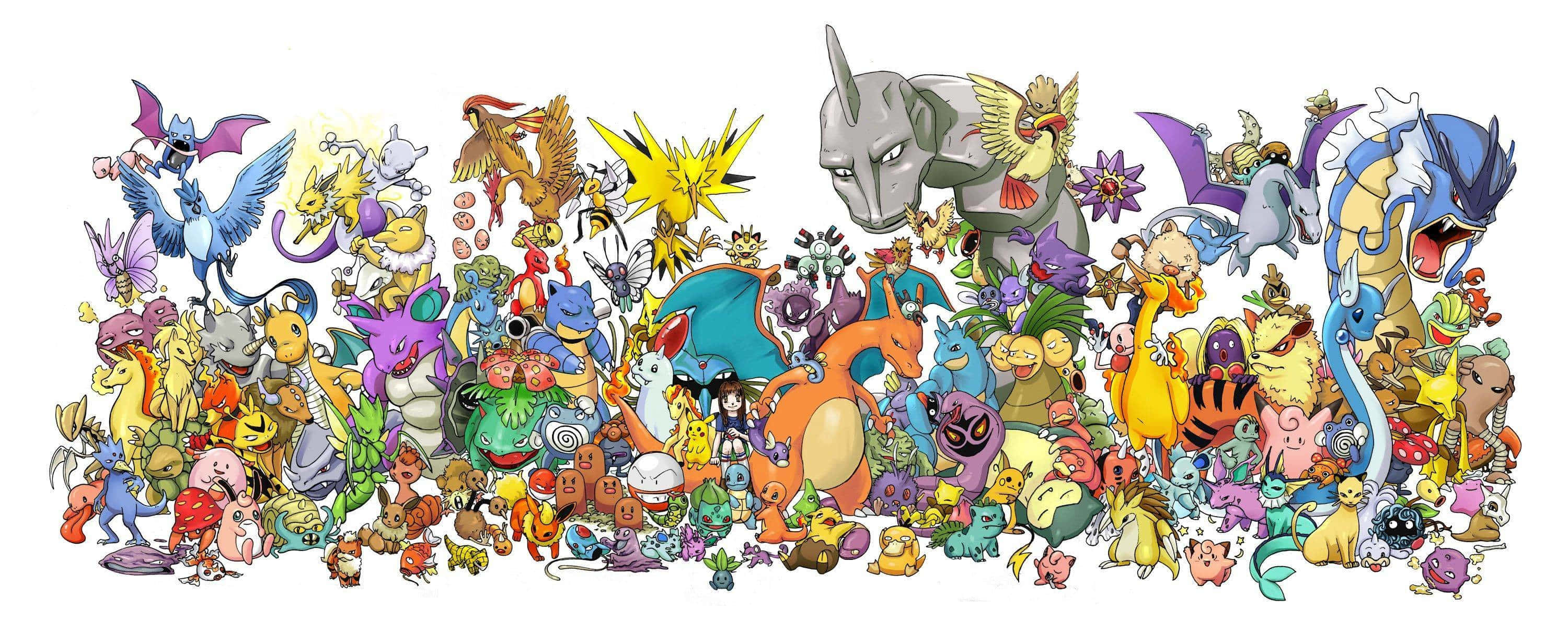 Majestætisk baggrund med første generations Pokémon Wallpapers