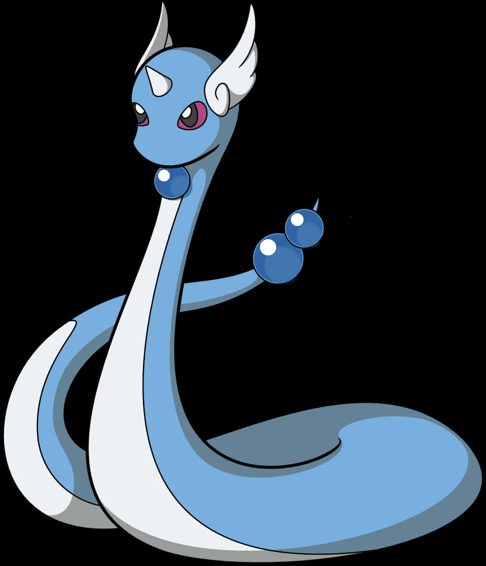 Majestætisk Dratini Pokémon på hvid baggrund Wallpapers