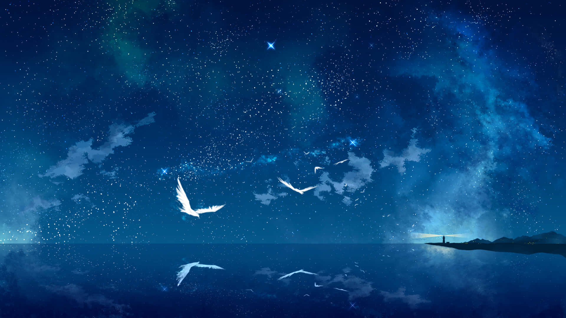 Majestætisk anime solnedgangslandskab Wallpapers