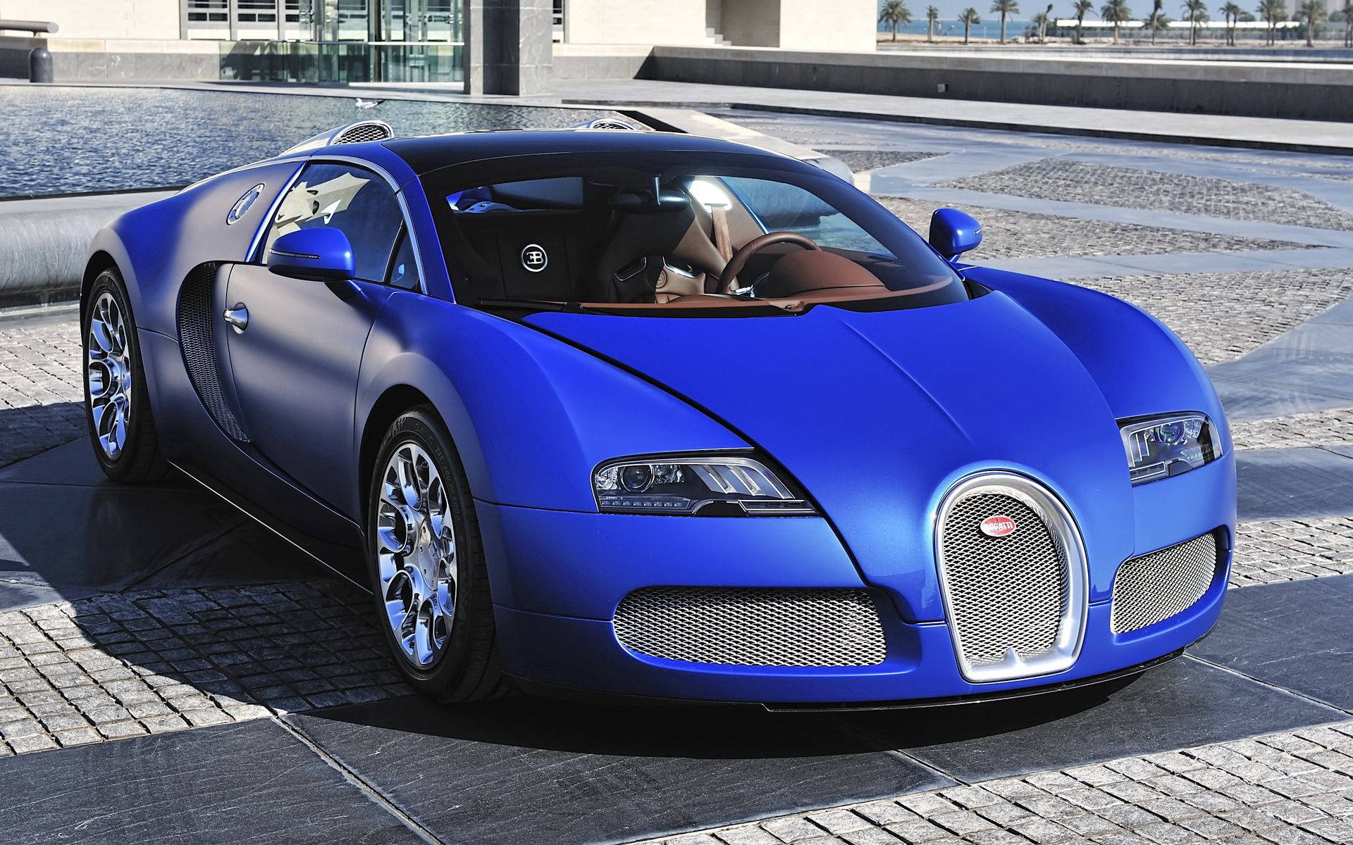 Majestætisk Bugatti Veyron i safirblå Wallpapers