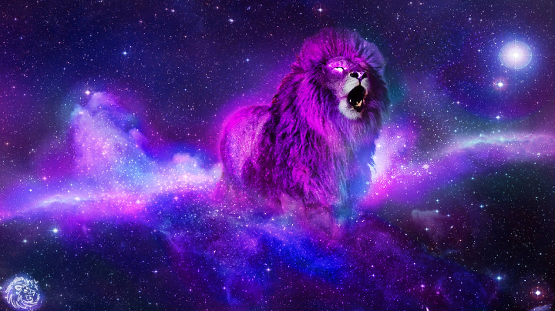 Majestætisk galakseløve brøler i universet Wallpapers