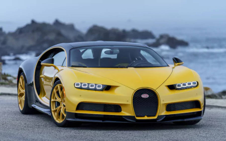 Majestætisk gul Bugatti Chiron i 4K-opløsning Wallpapers