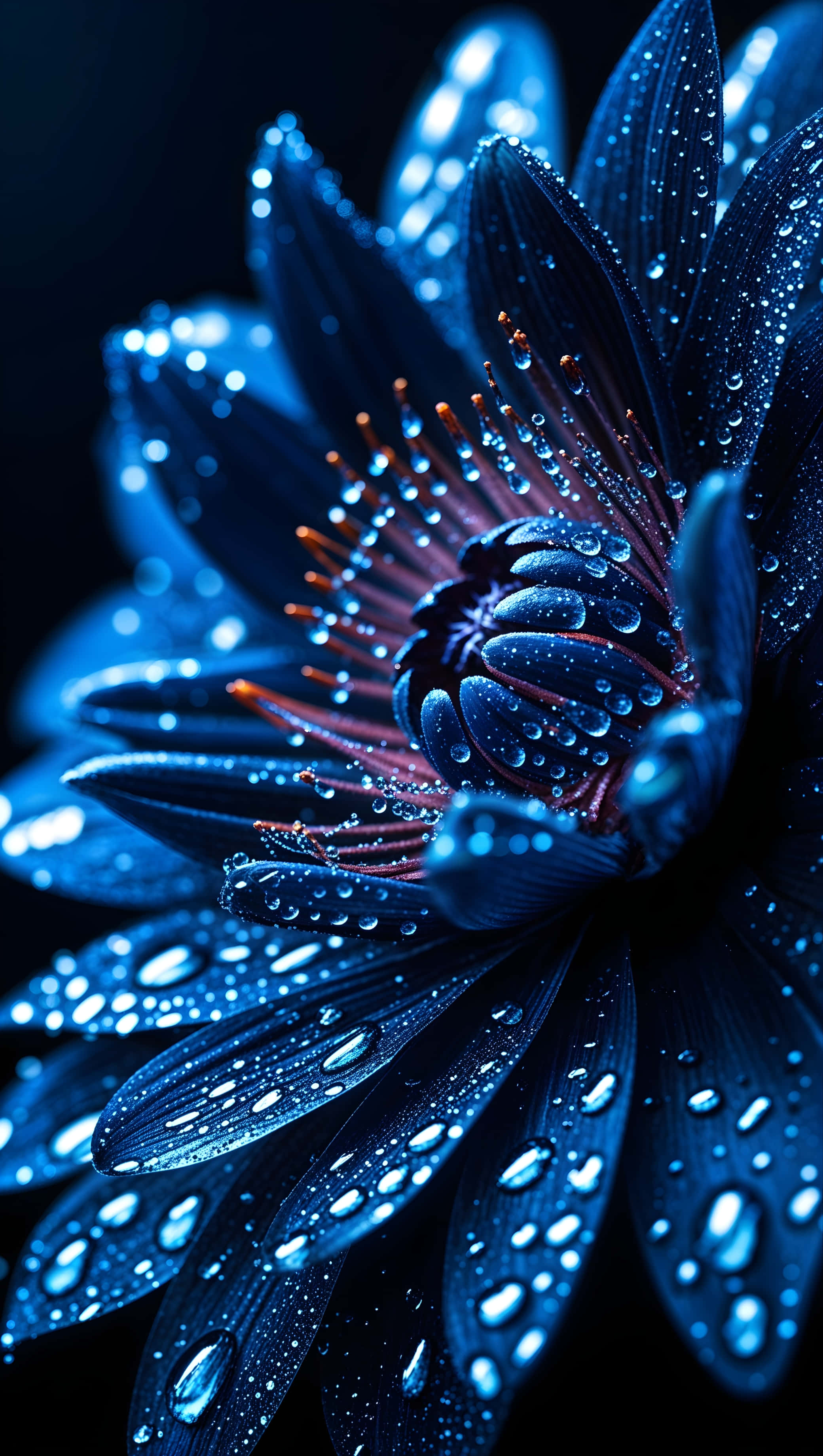 Makro af dybblå blomst Wallpapers