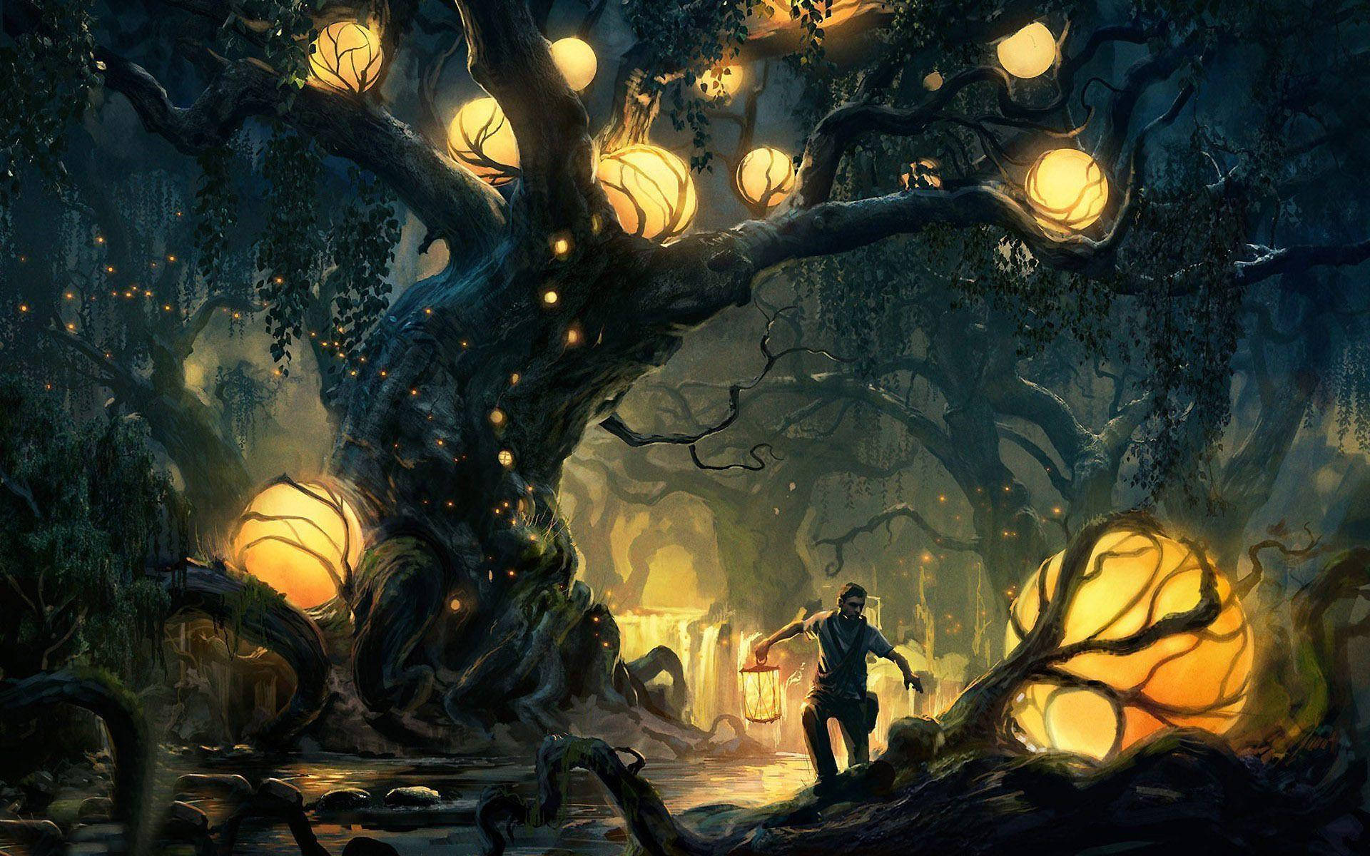 Mand i en fortryllet skov Wallpapers