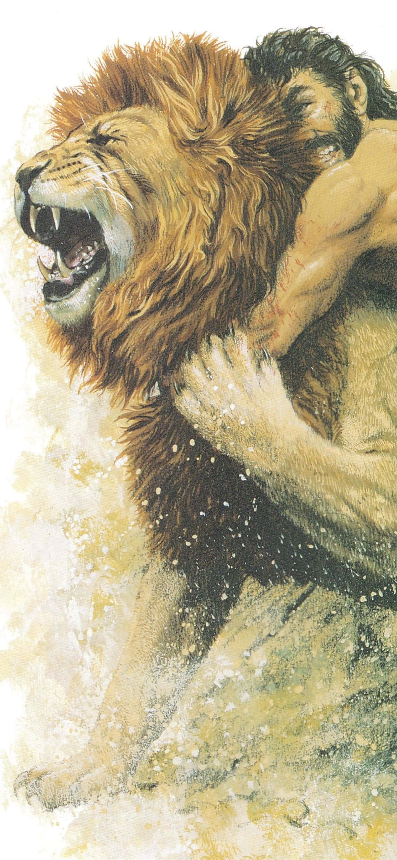 Mand kvæler en løve Wallpapers