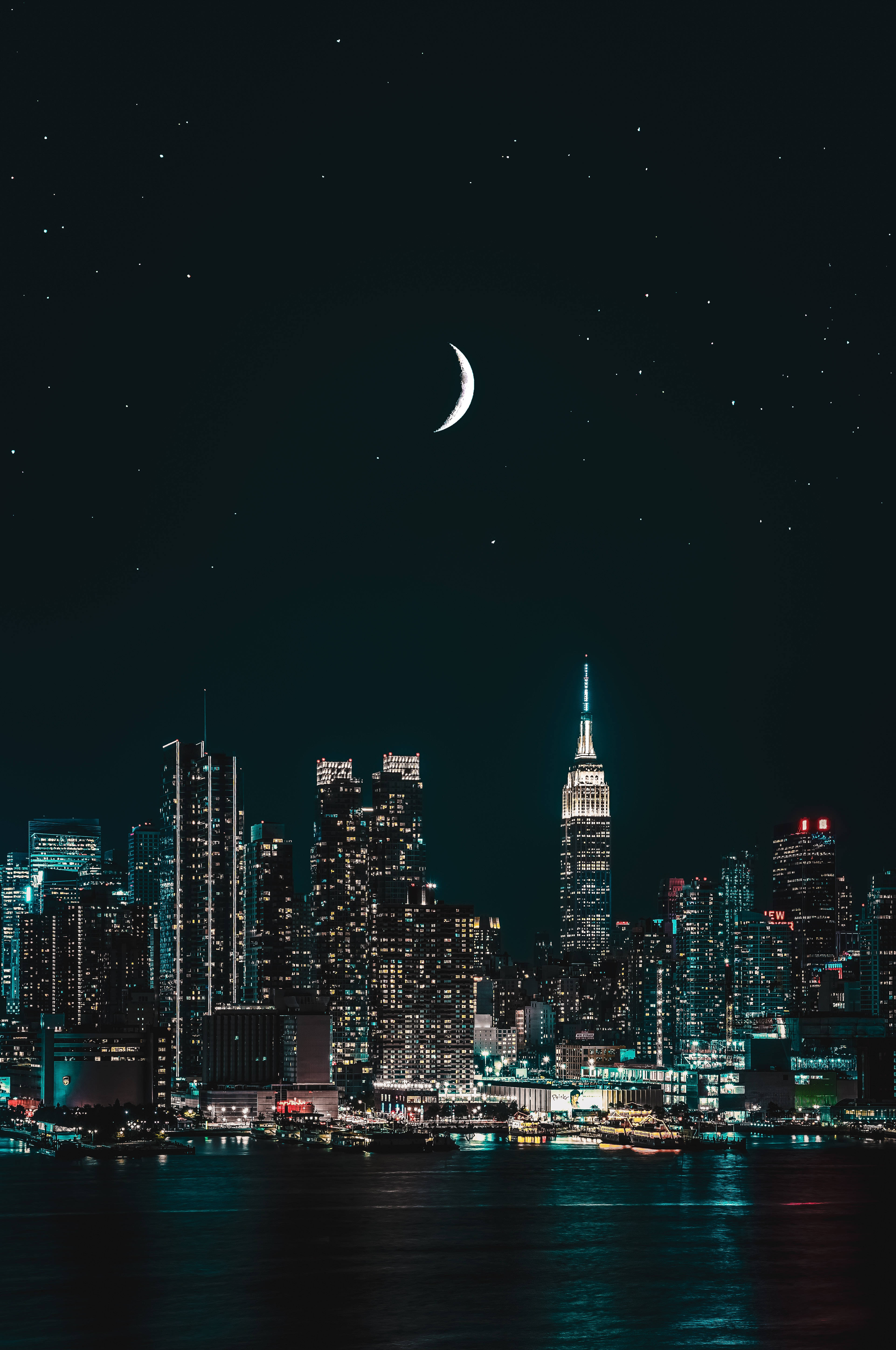 Måne Og New York Nat iPhone Wallpapers