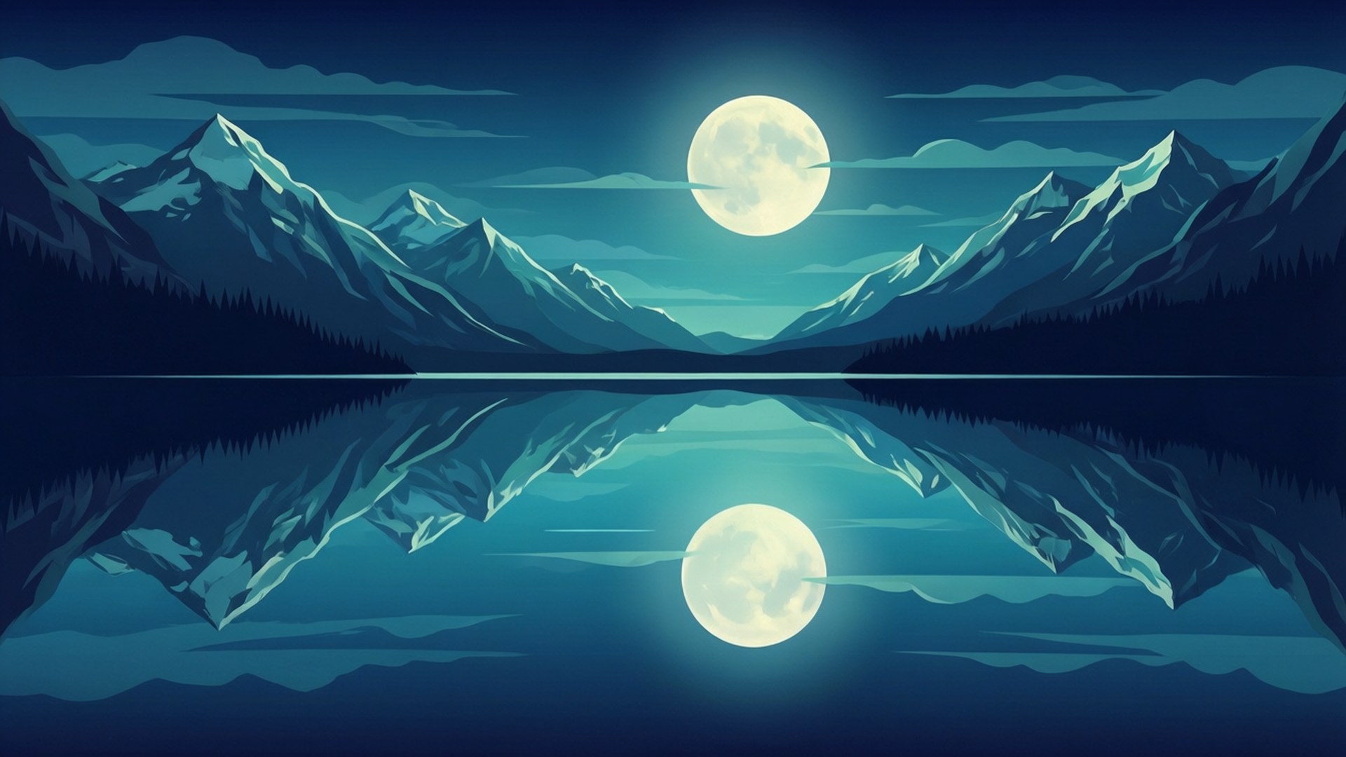 Måne over sø Wallpapers