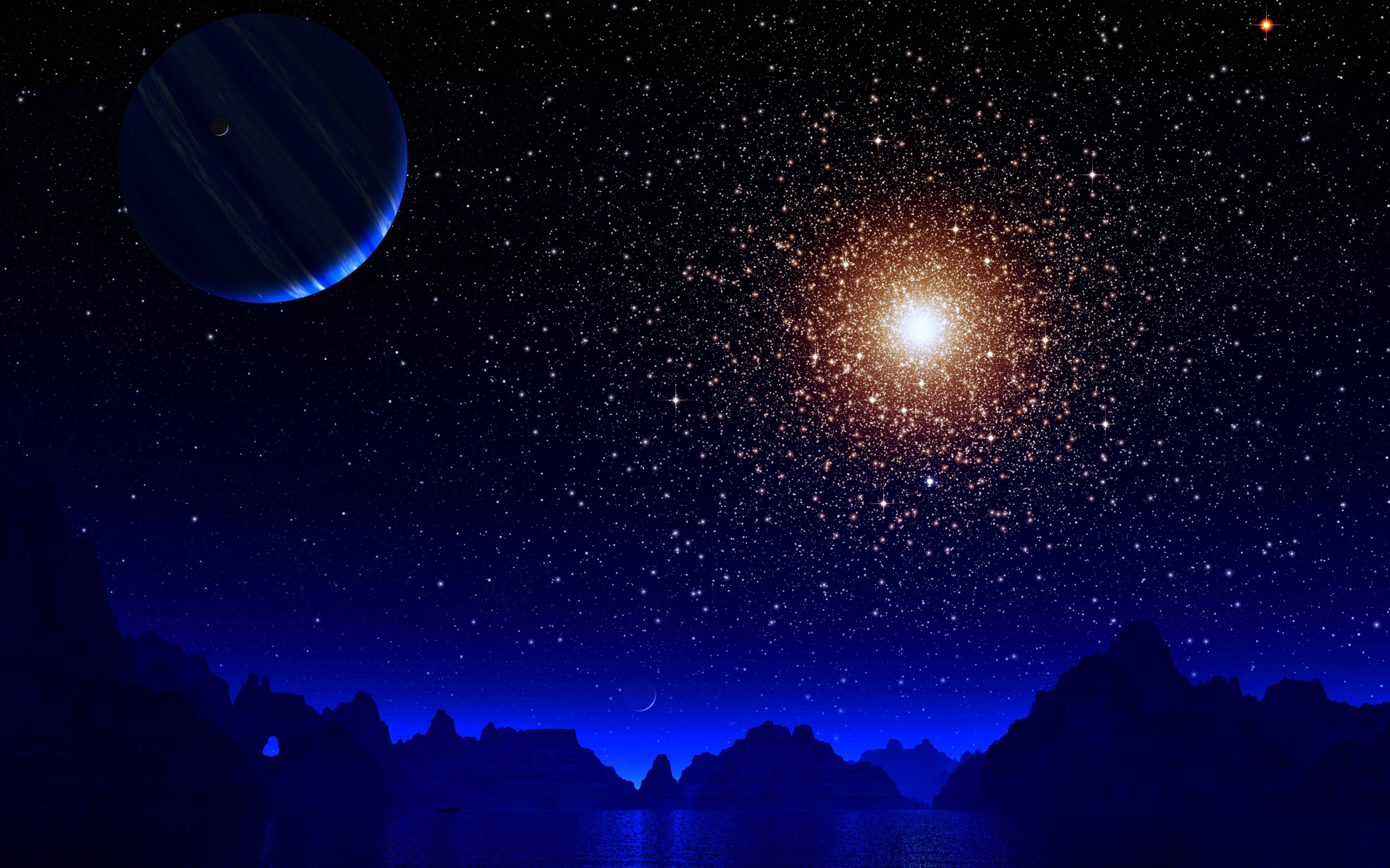 Måne på mørk himmel i rumæstetik Wallpapers