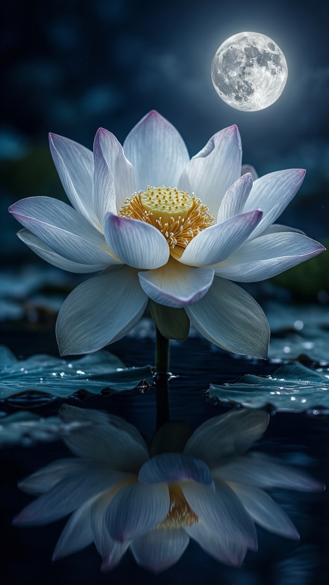 Månebelyst Lotus Wallpapers