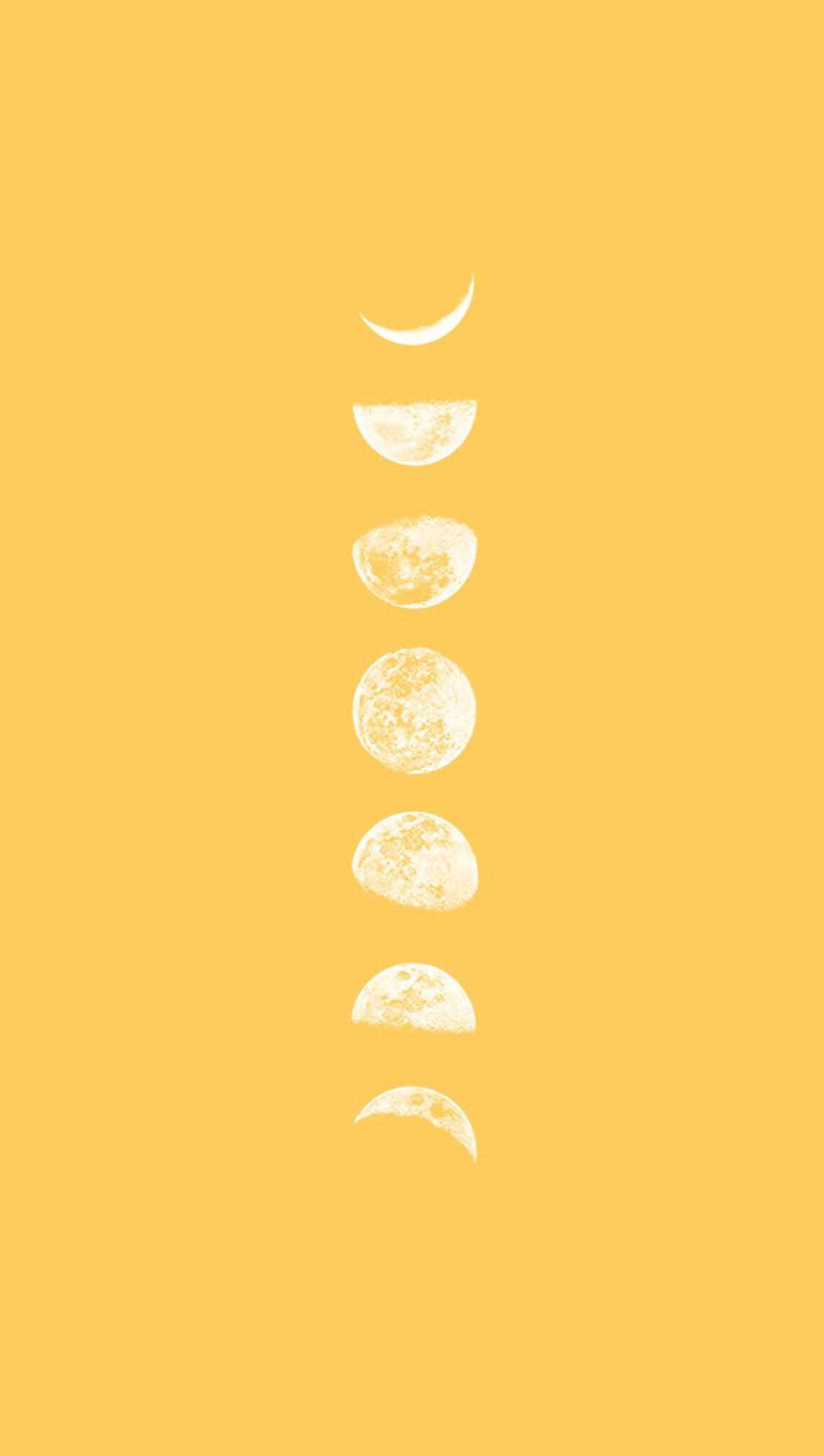 Månefase Pastelgul Æstetik Wallpapers