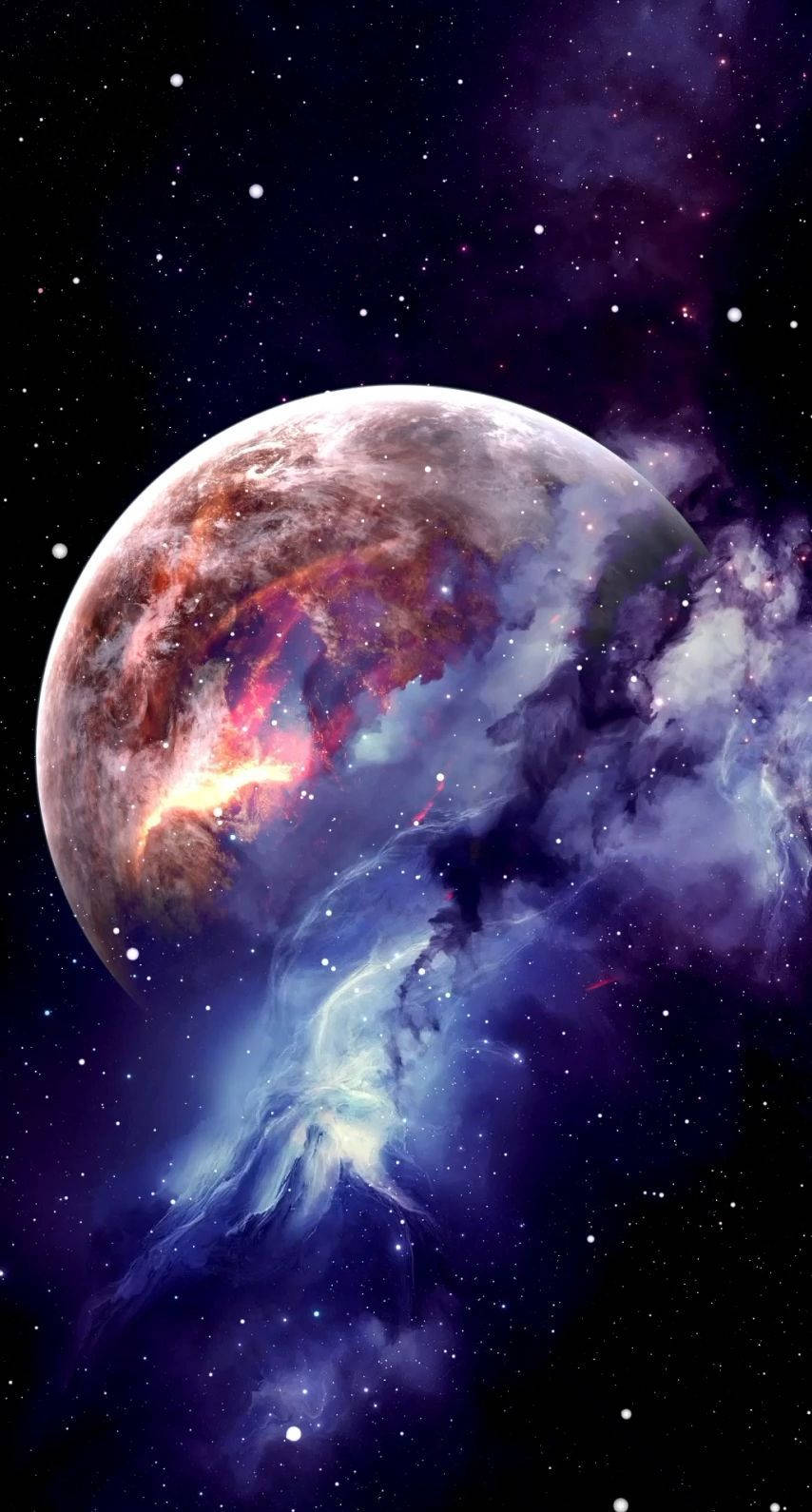 Månen og galaksen live Wallpapers