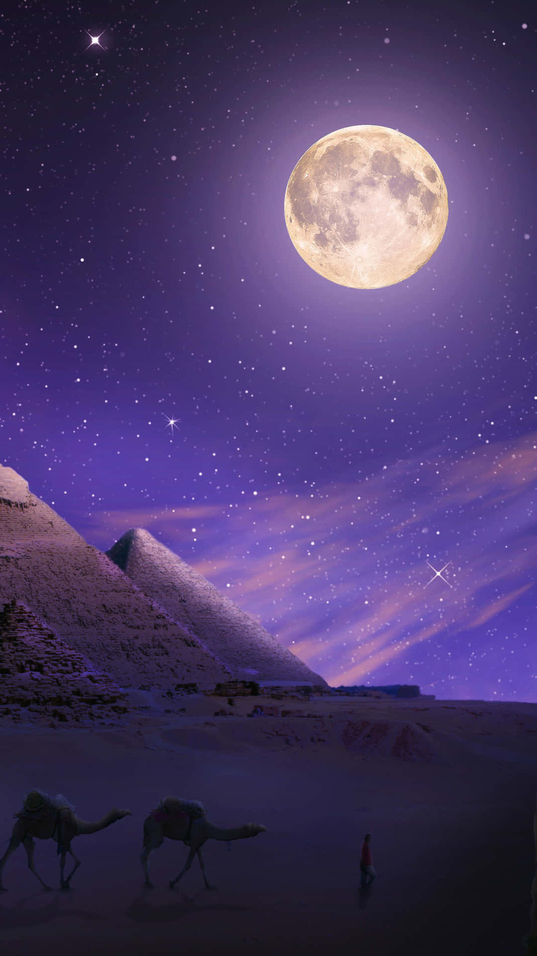 Månepyramide med lilla himmel Wallpapers